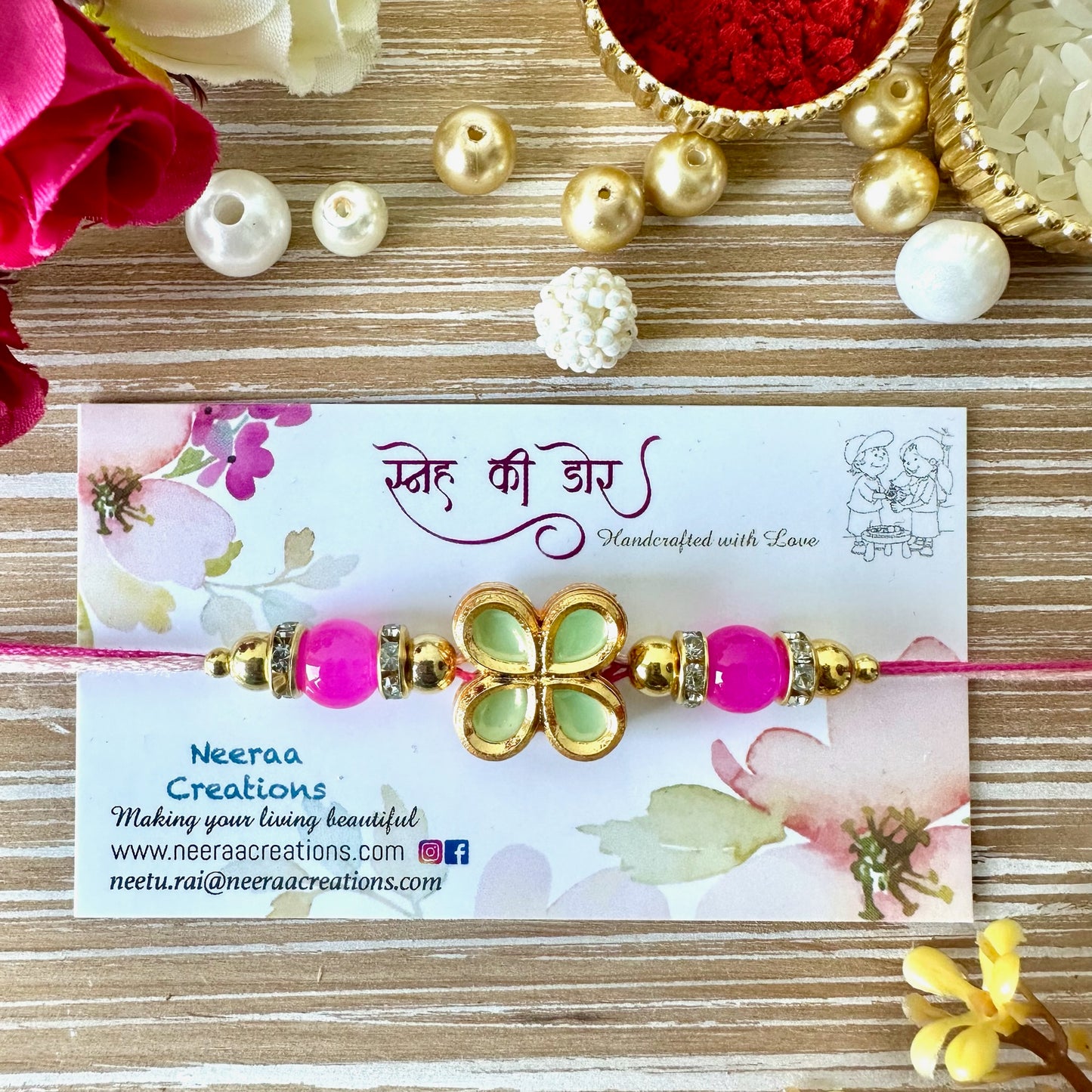 Meenakari Kundan Rakhi for Bhaiya