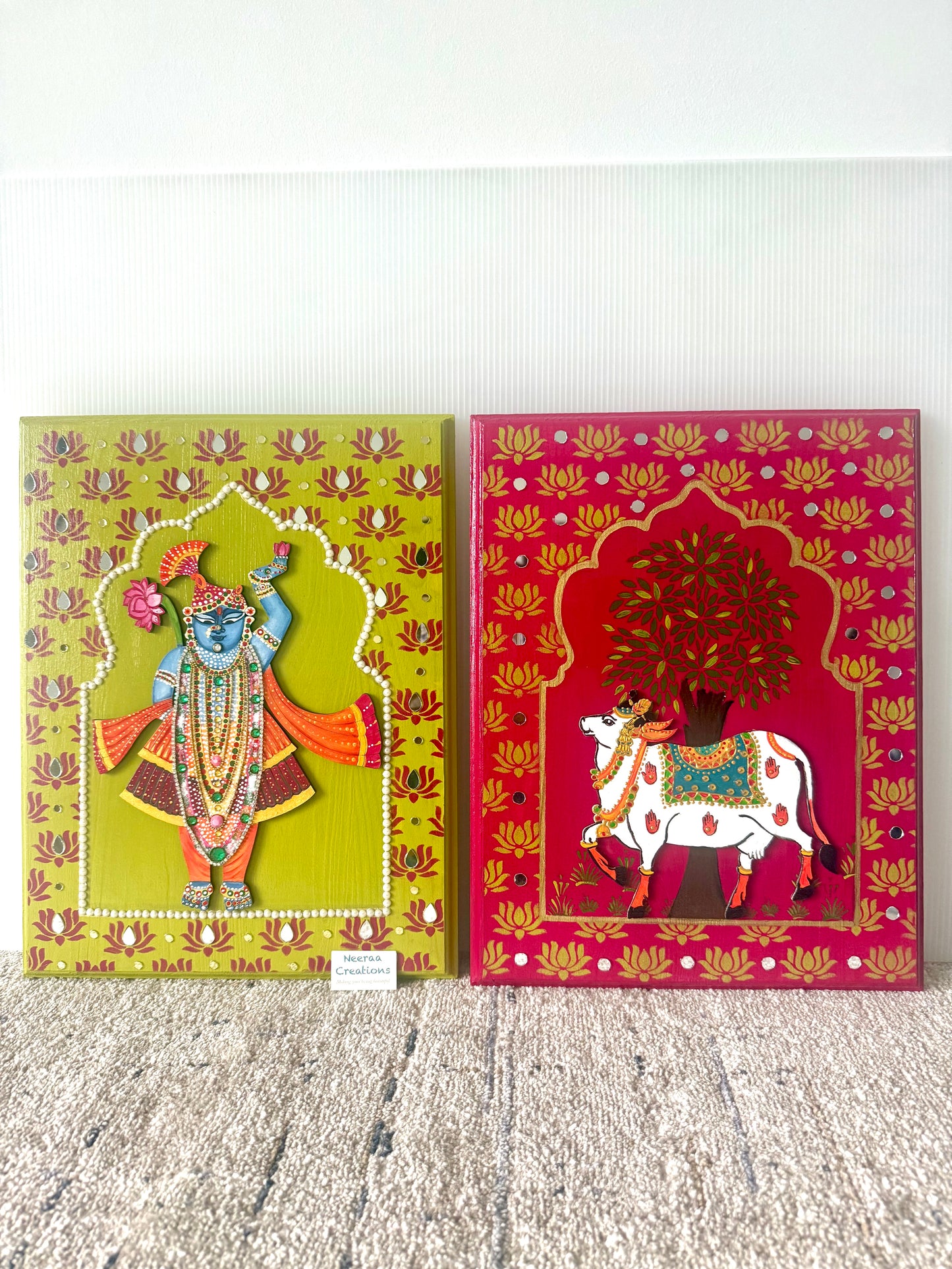 Srinathji with Pichwai Cow - Wall Decor set