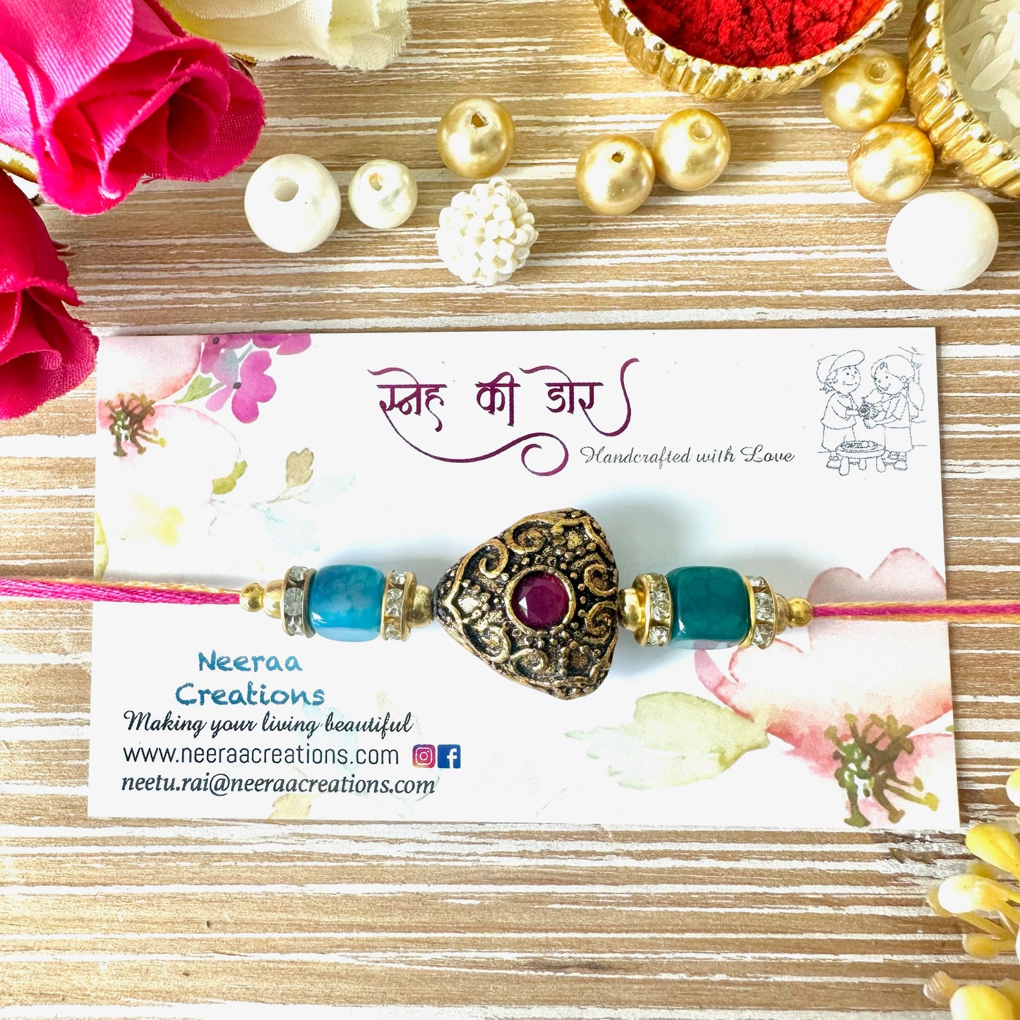 Metal Bead Rakhi for Brother