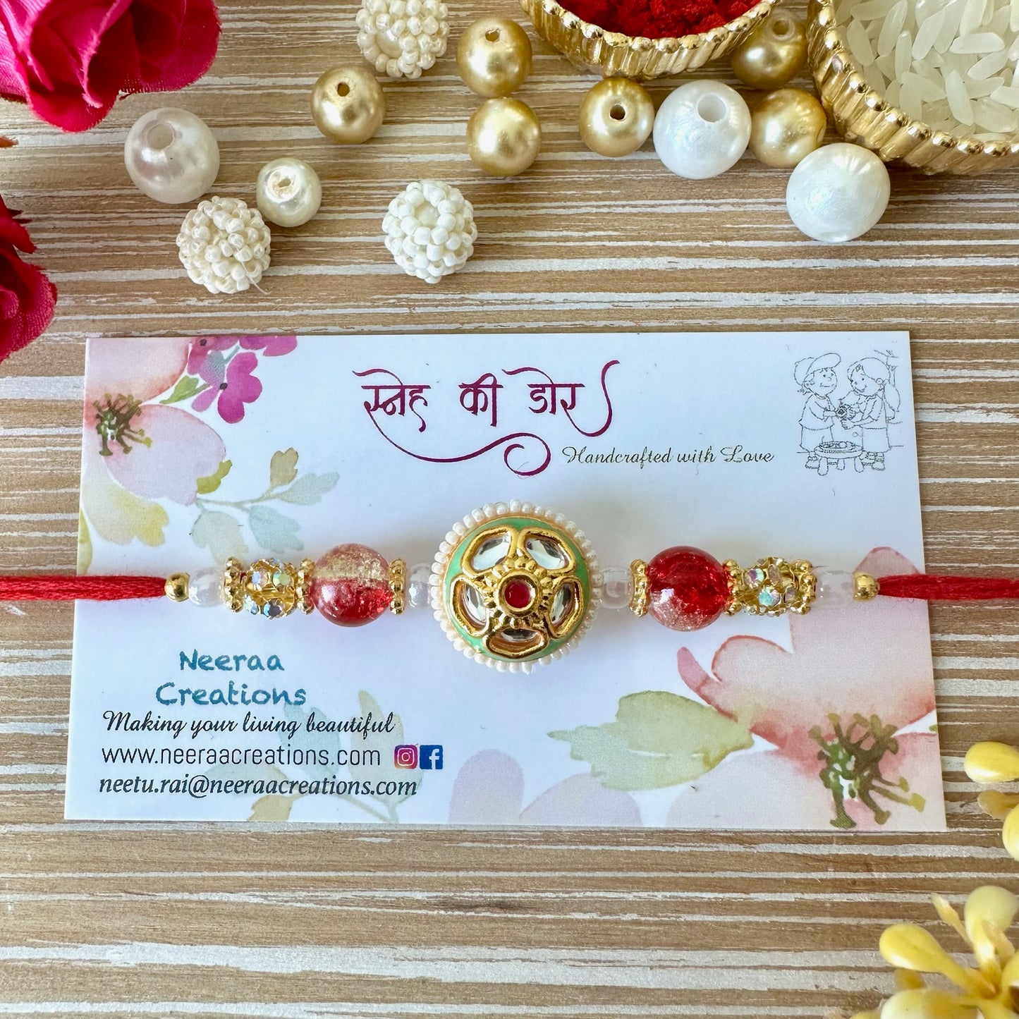 Meenakari Kundan Rakhi for Bhaiya