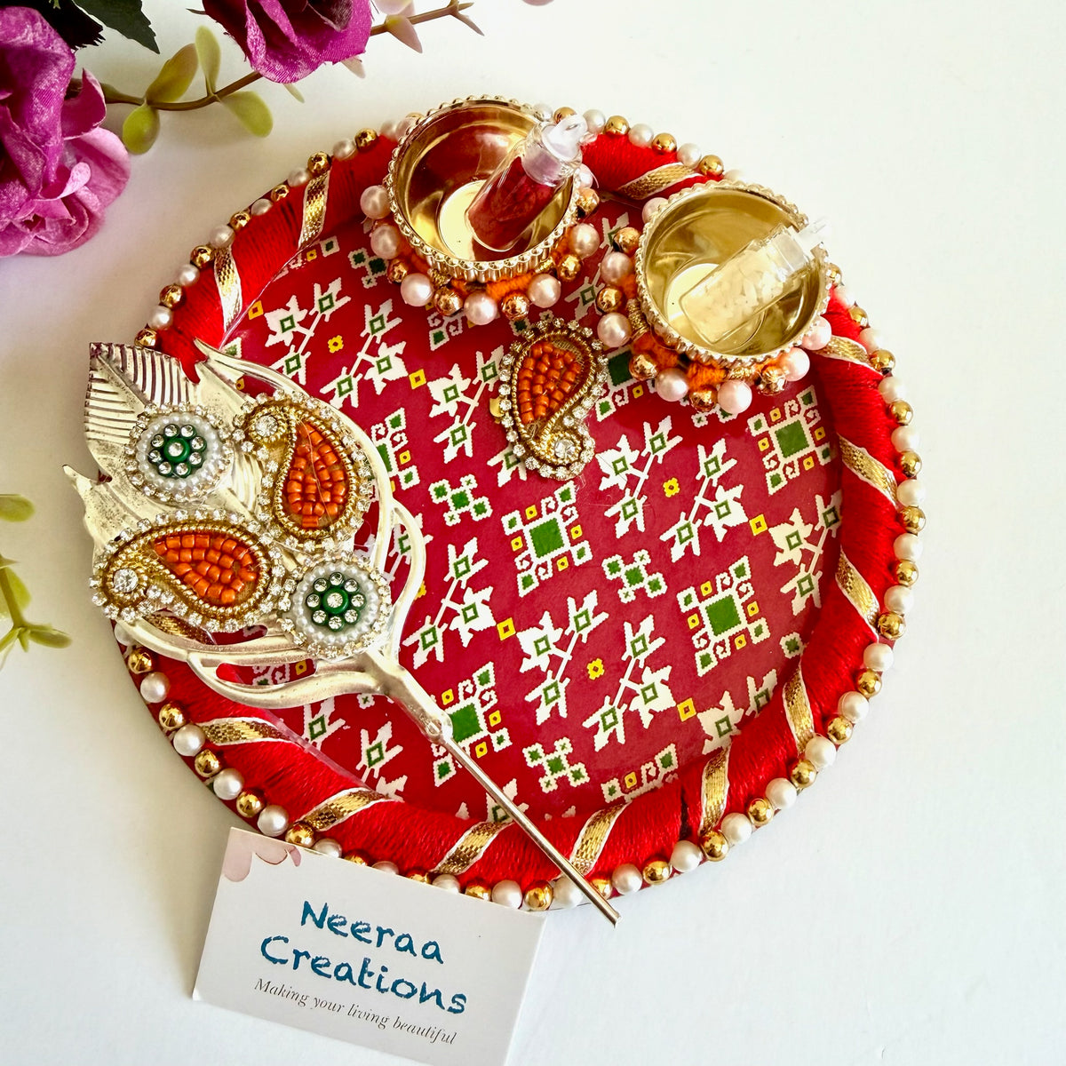Roli Chawal Pooja Plate with Tilak stick