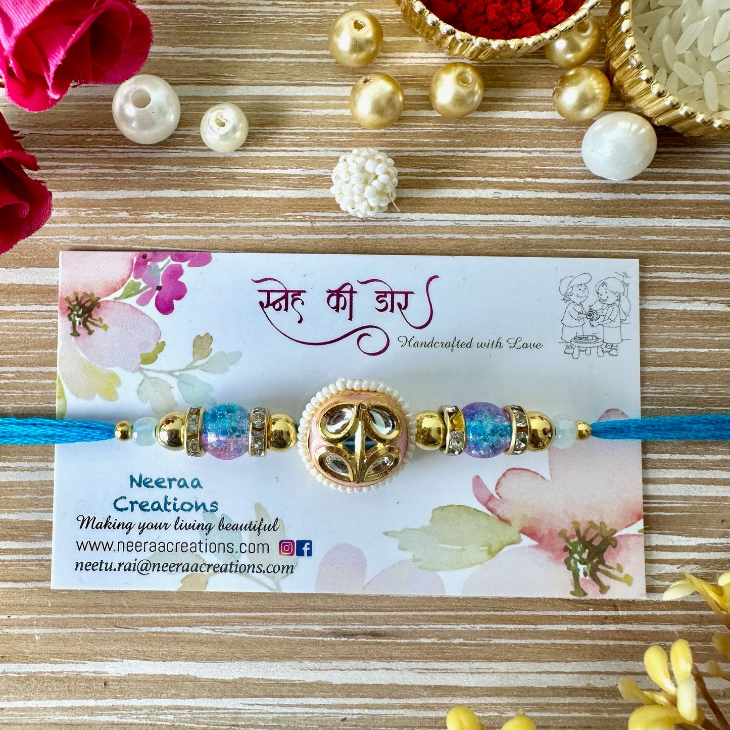 Meenakari Kundan Rakhi for Bhaiya