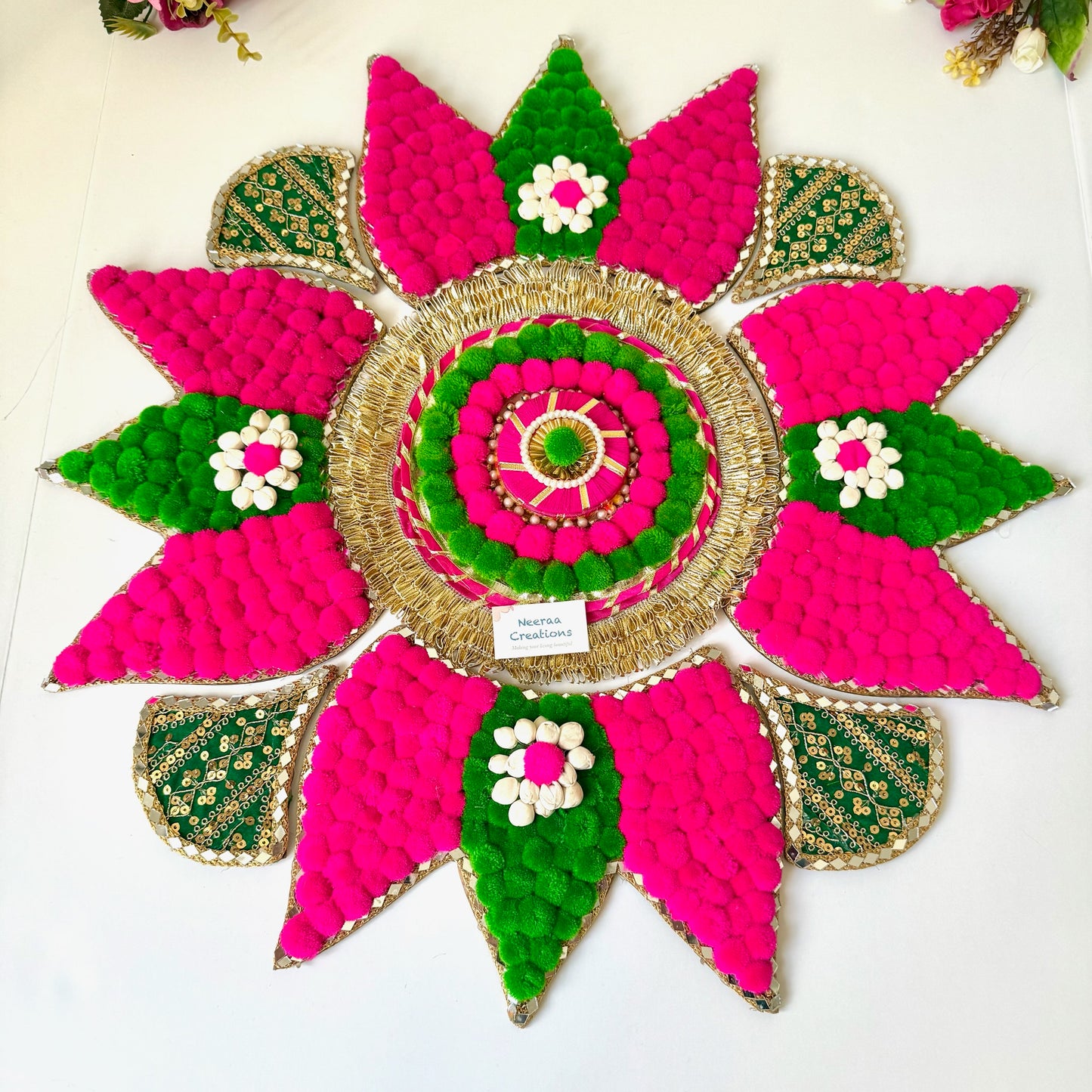 Lotus Rangoli Decorative Festive Floral Centerpiece