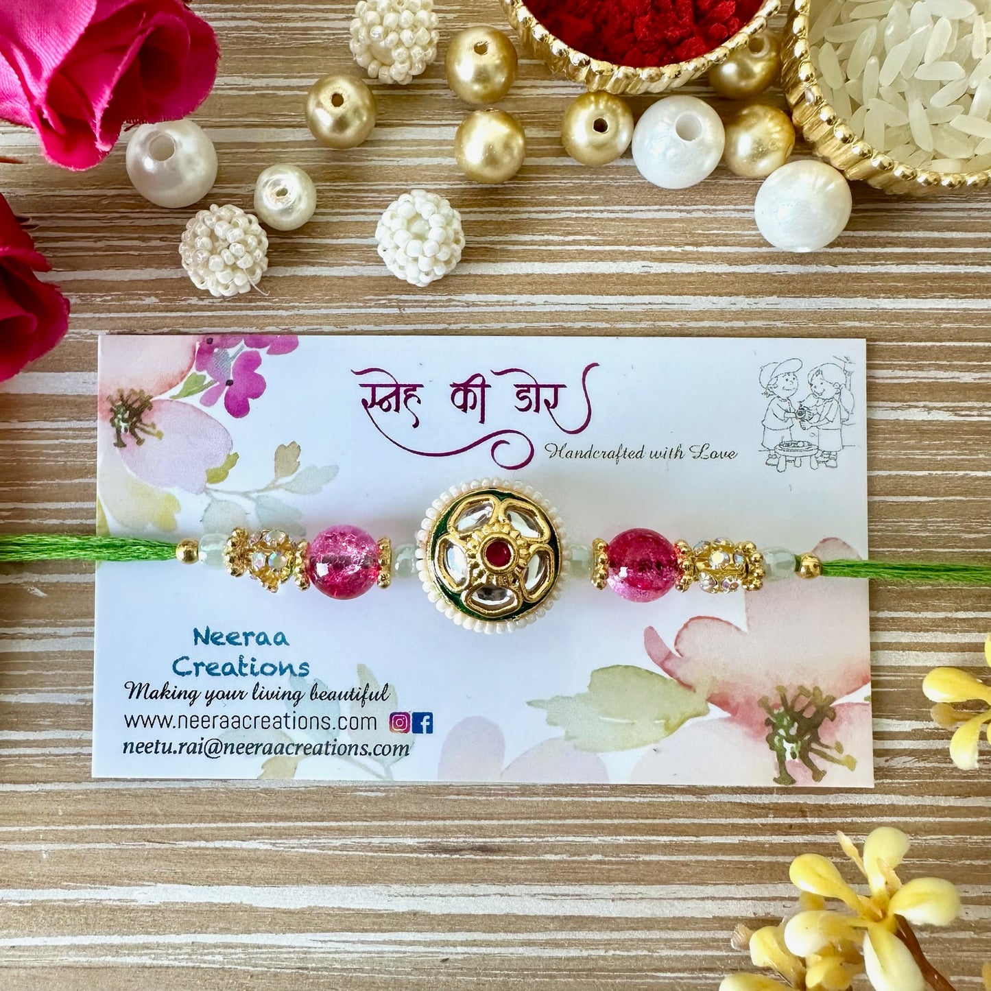 Meenakari Kundan Rakhi for Bhaiya
