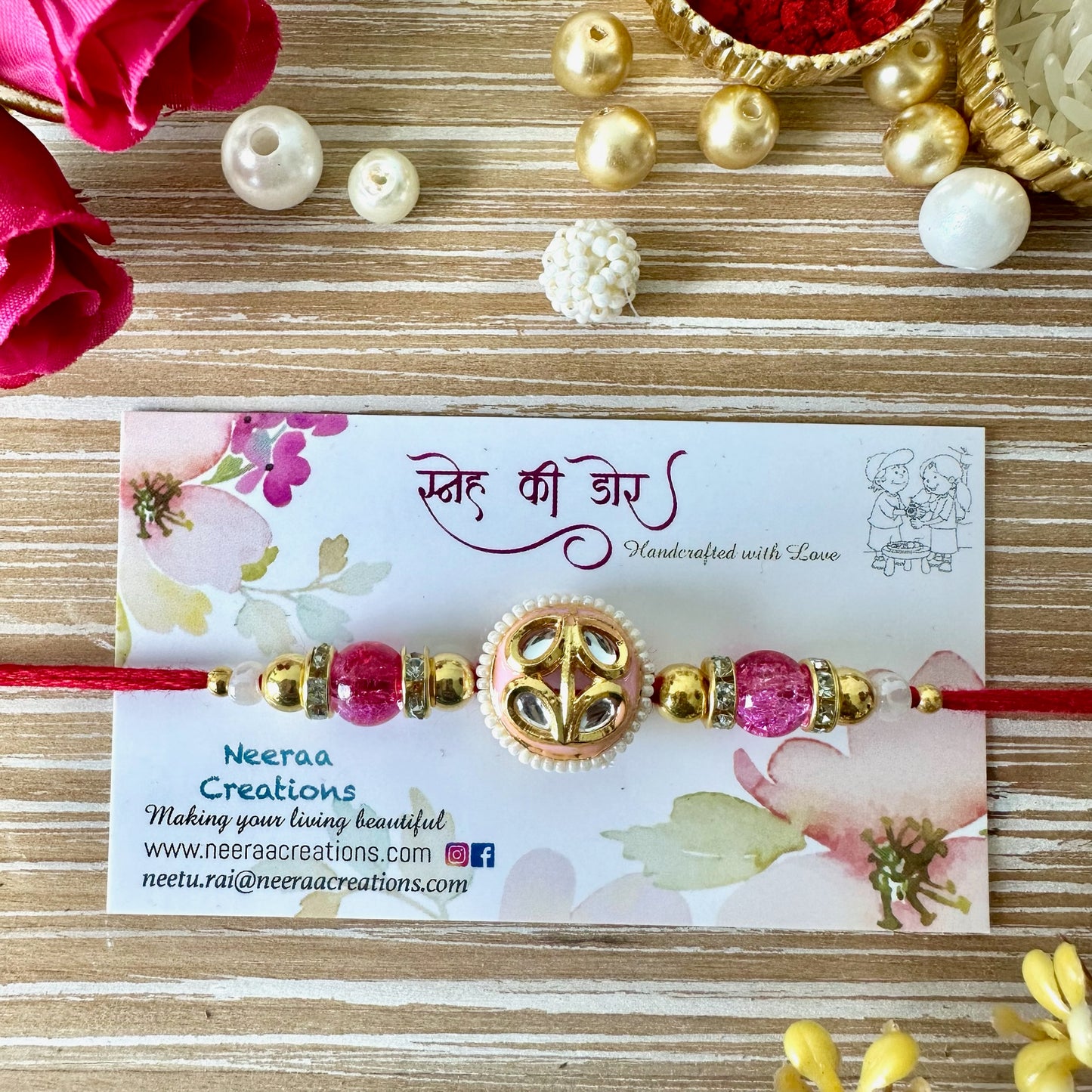 Meenakari Kundan Rakhi for Bhaiya