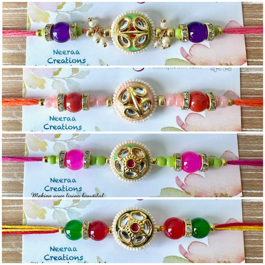 Meenakari Kundan Rakhi - Set of 4