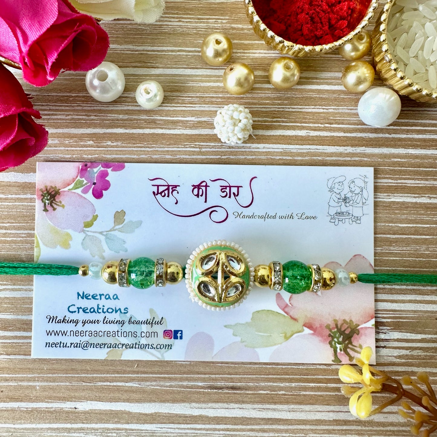 Meenakari Kundan Rakhi for Bhaiya