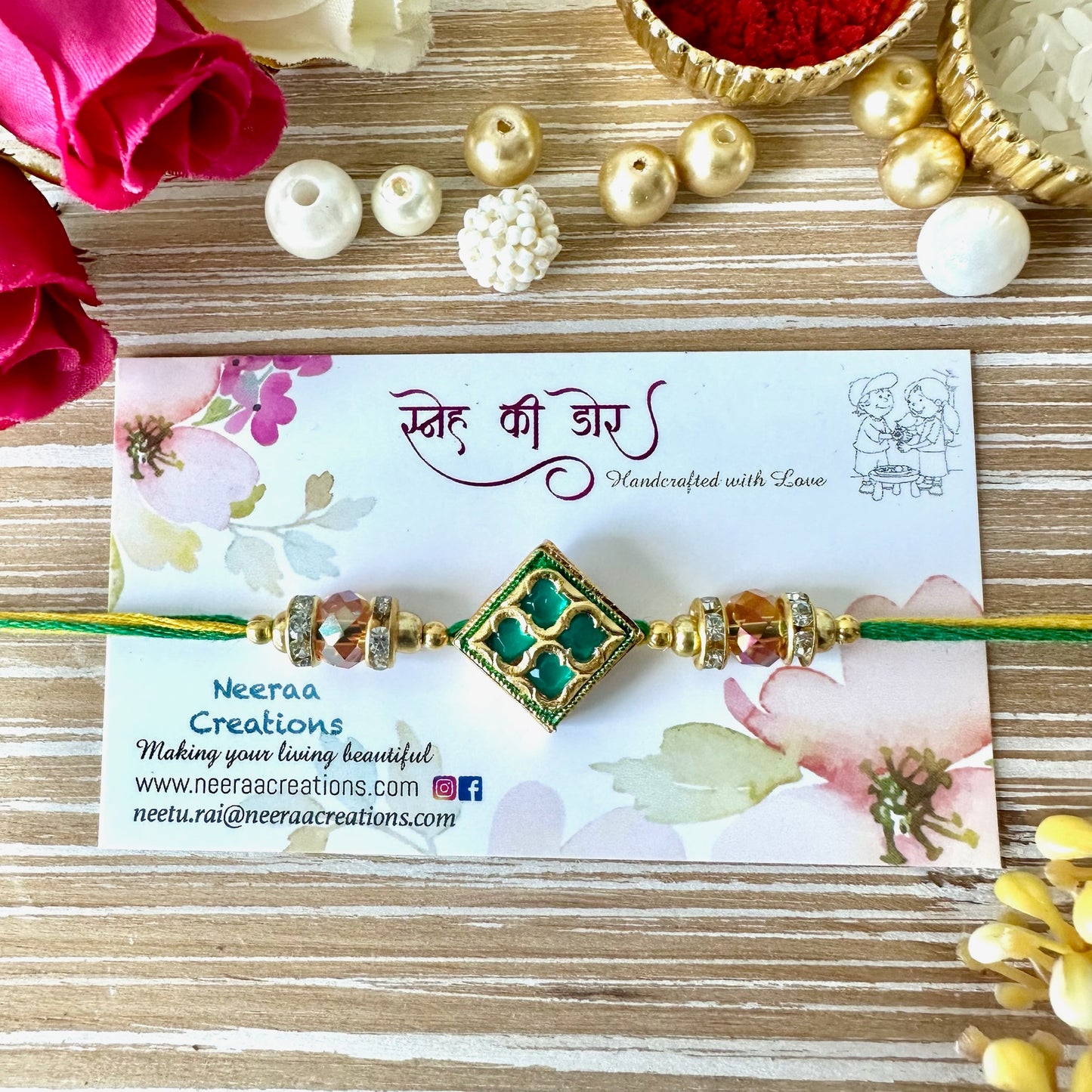 Meenakari Kundan Rakhi for Brother