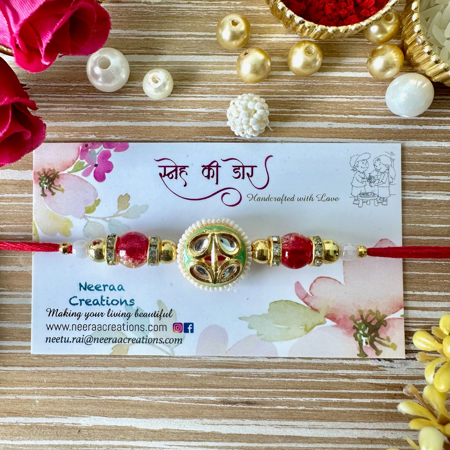 Meenakari Kundan Rakhi for Bhaiya