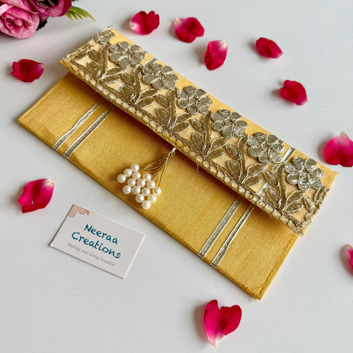 Handcrafted Embellished Fabric Gift Envelope
