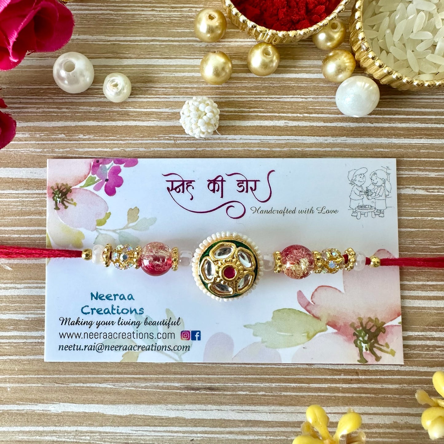 Meenakari Kundan Rakhi for Bhaiya