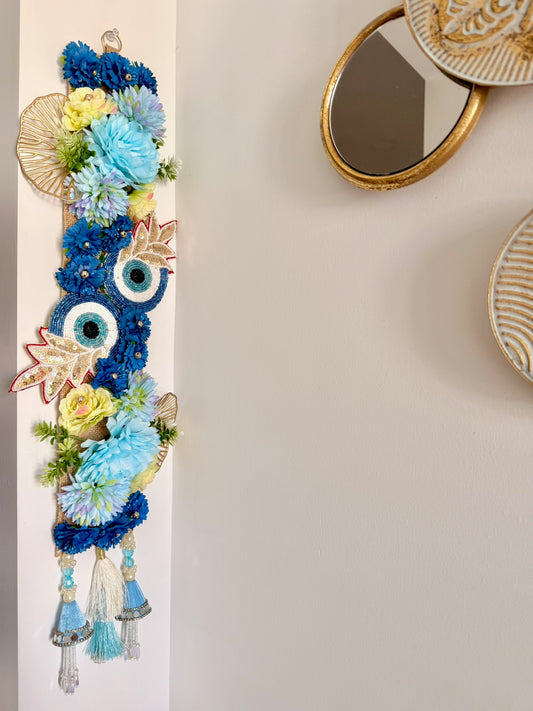 Handcrafted Floral Evil Eye Wall Hanging | Door Accent