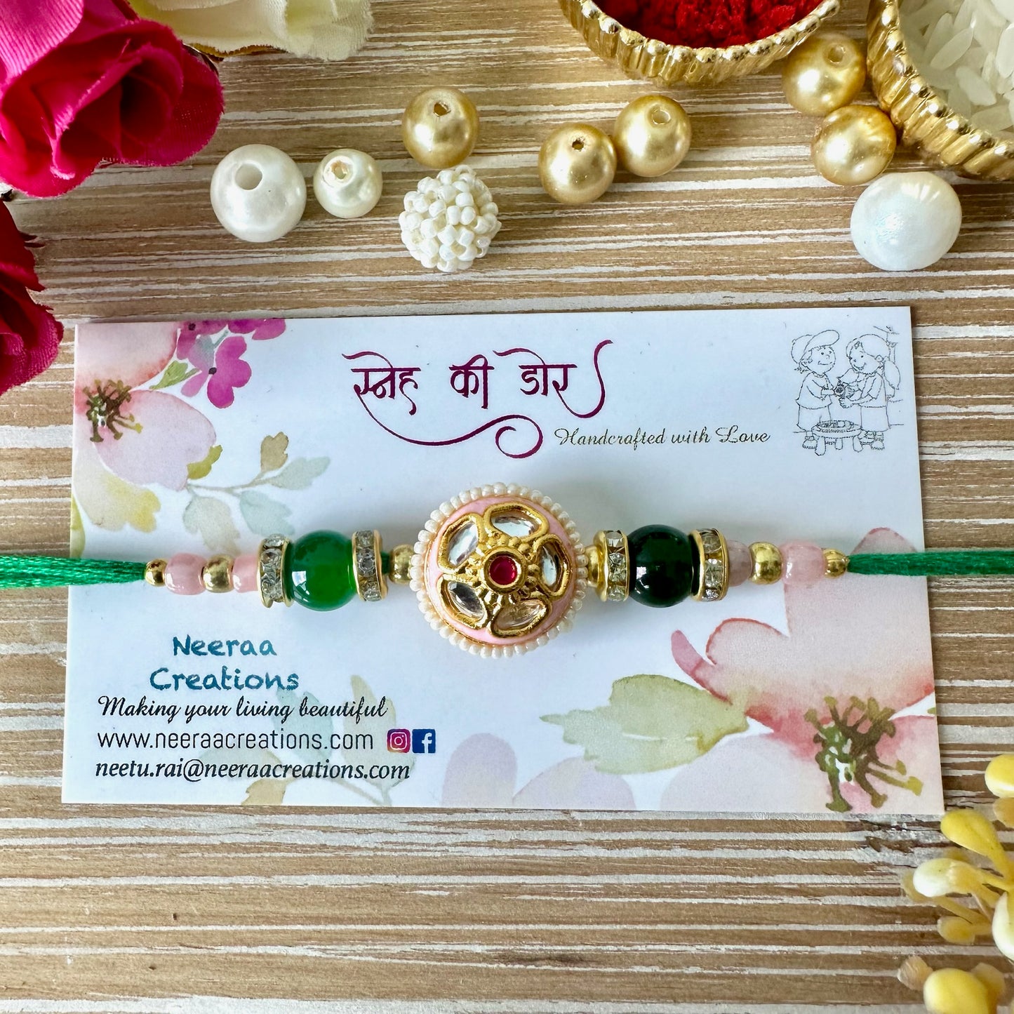 Meenakari Kundan Rakhi for Bhaiya