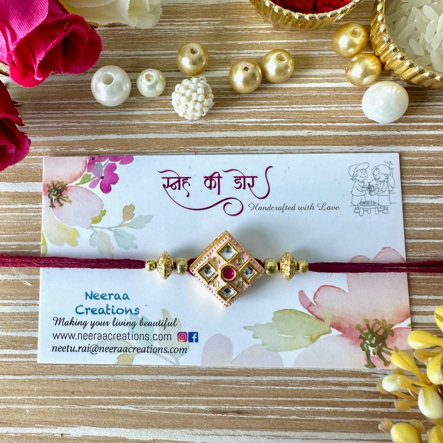 Meenakari Kundan Rakhi - Set of 4