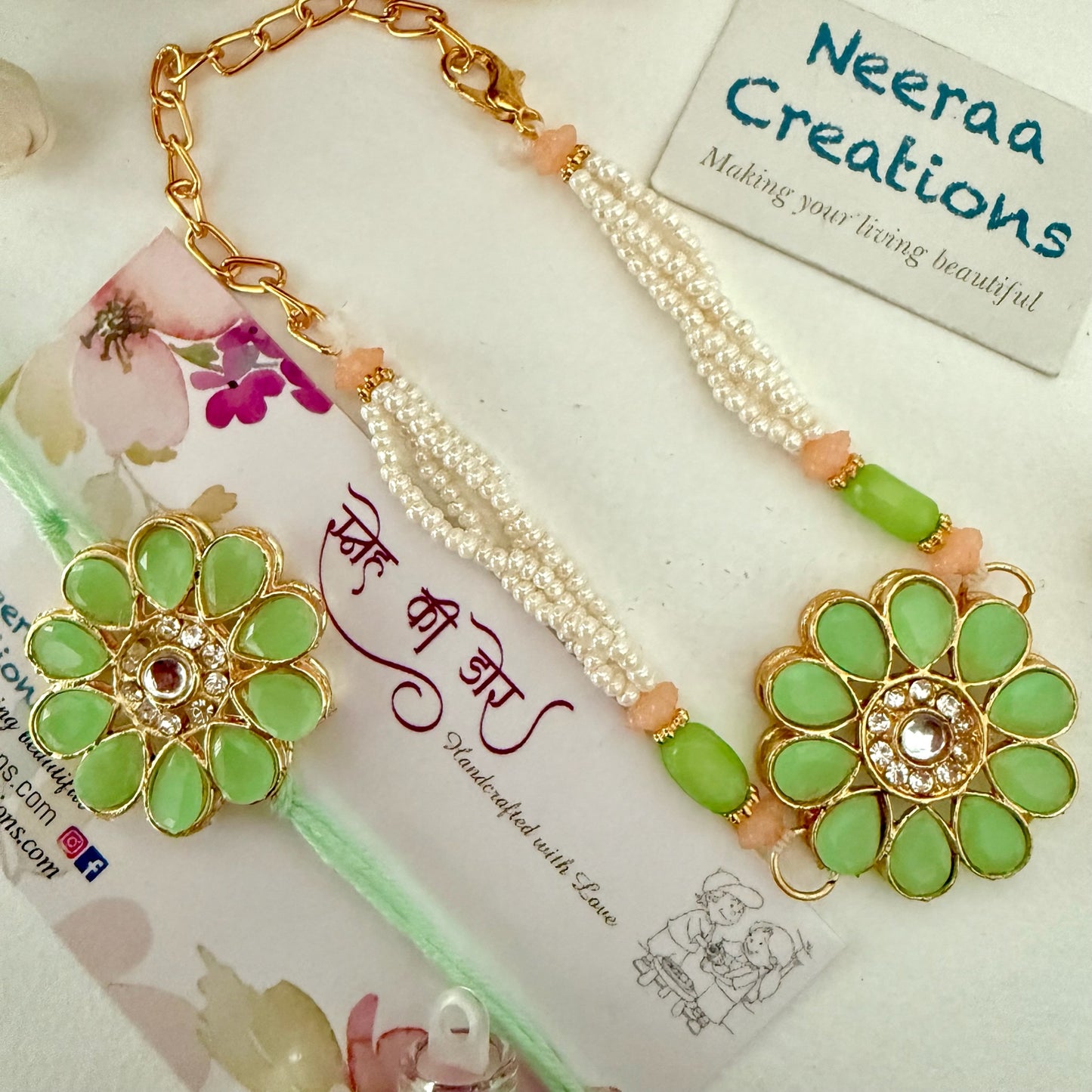Stones Rakhi set for Bhaiya-Bhabhi
