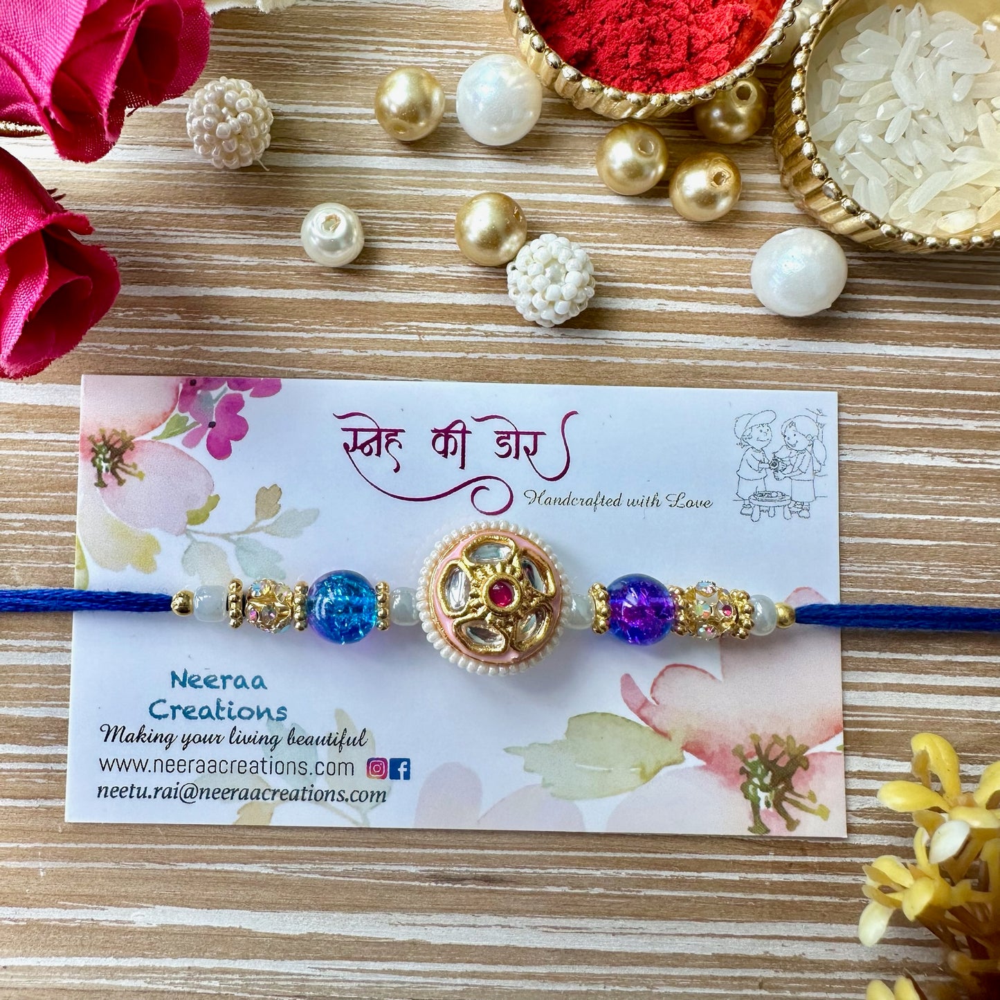 Meenakari Kundan Rakhi for Bhaiya