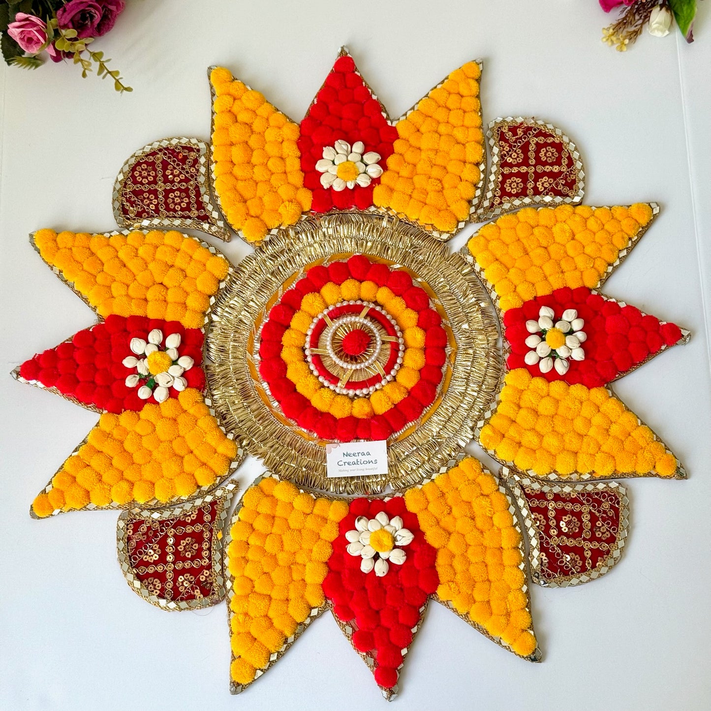Lotus Rangoli Decorative Festive Floral Centerpiece
