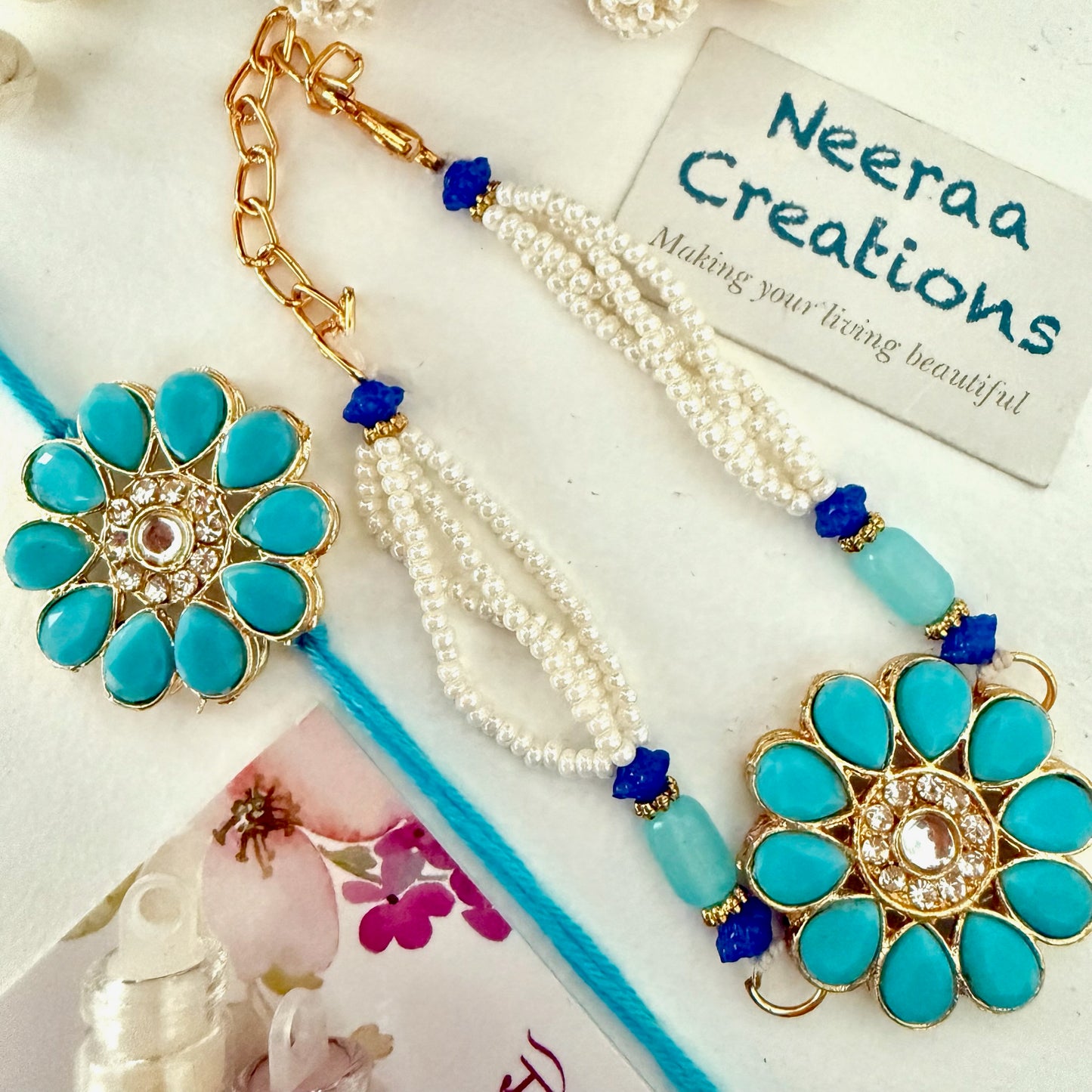 Stones Rakhi set for Bhaiya-Bhabhi