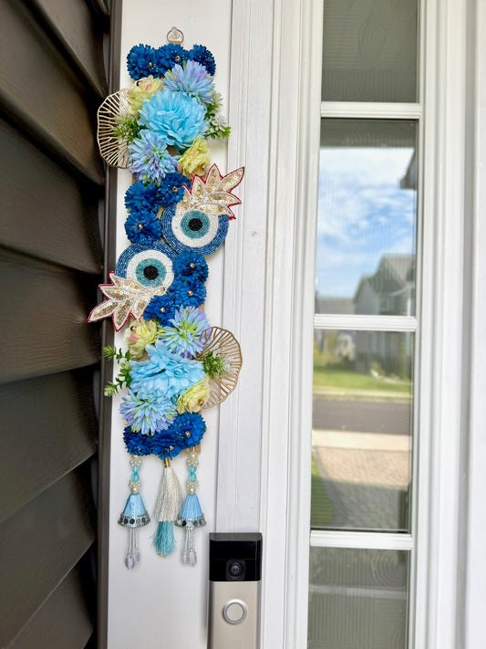 Handcrafted Floral Evil Eye Wall Hanging | Door Accent