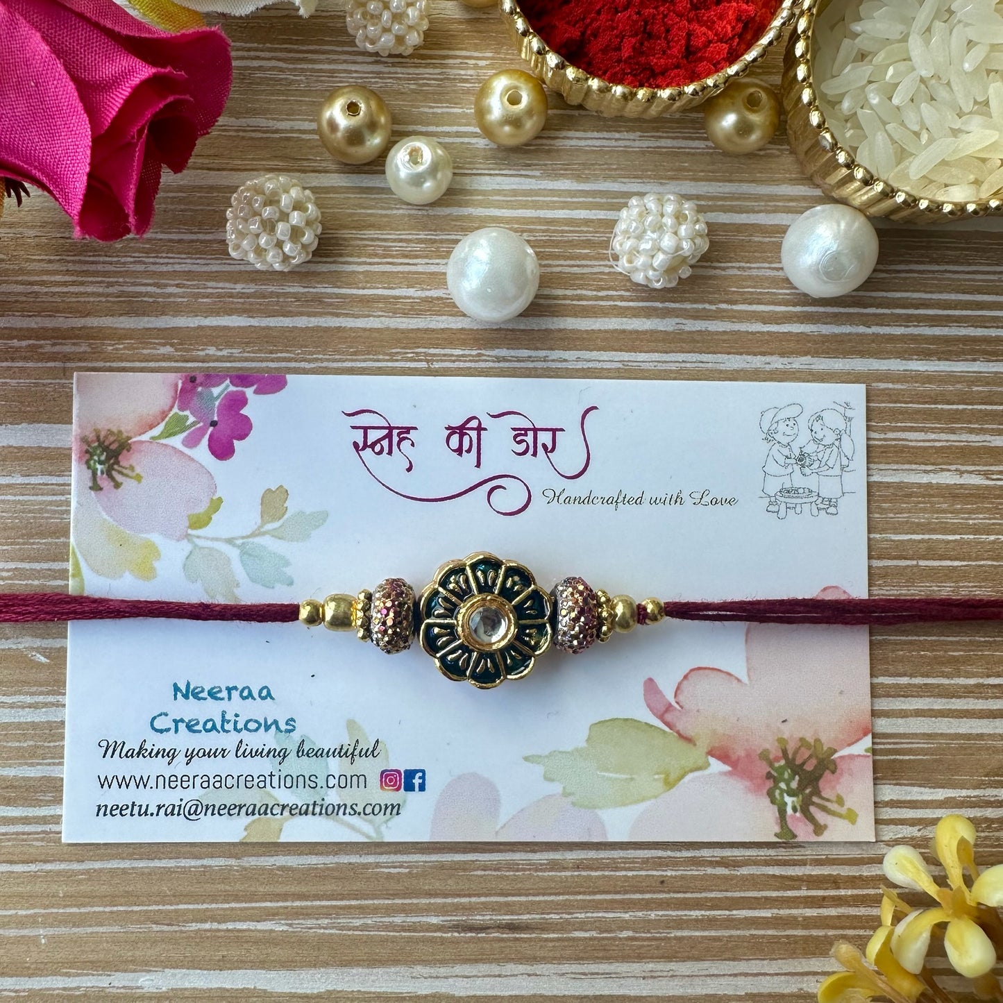 Meenakari Kundan Rakhi for Brother