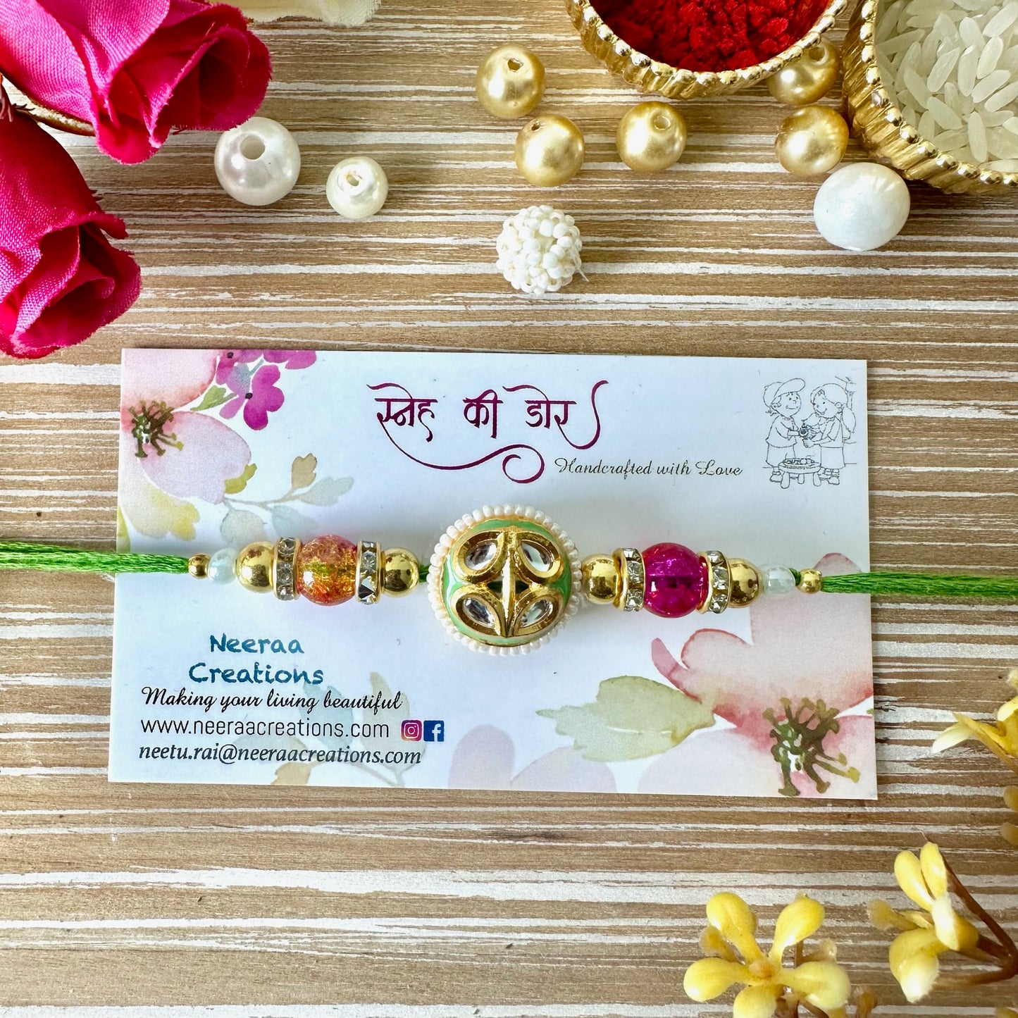 Meenakari Kundan Rakhi for Bhaiya
