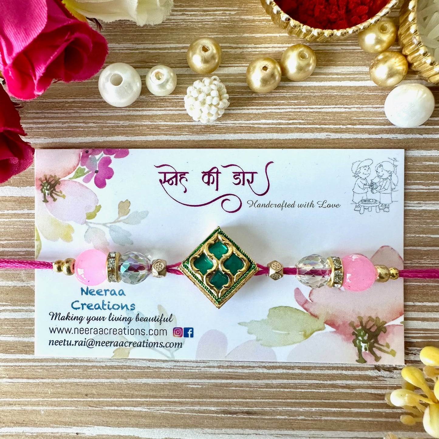 Meenakari Kundan Rakhi - Set of 4
