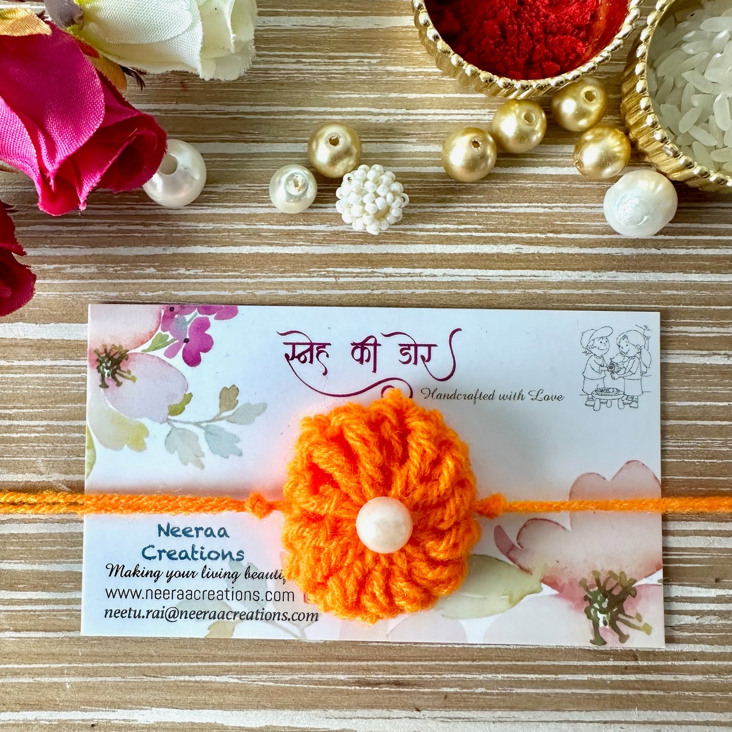 Rakhi for Kids - Woolen Flower