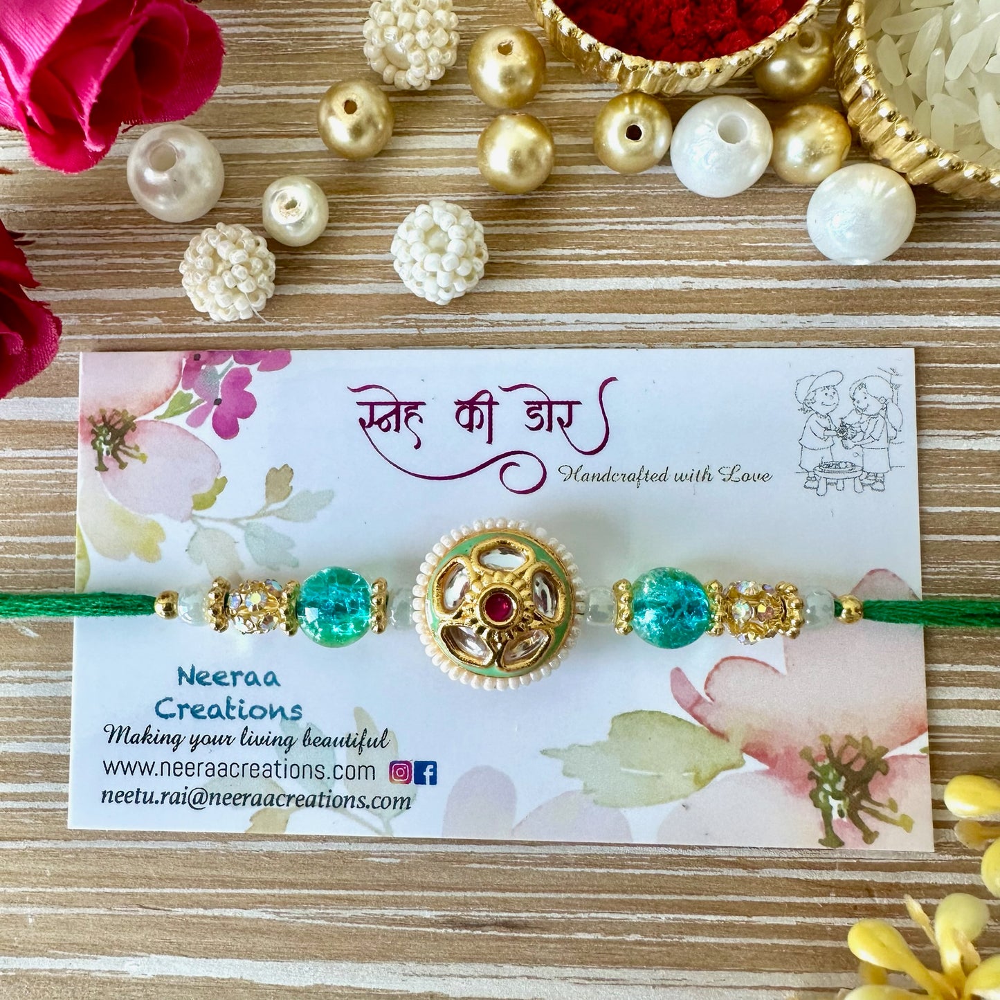 Meenakari Kundan Rakhi for Bhaiya