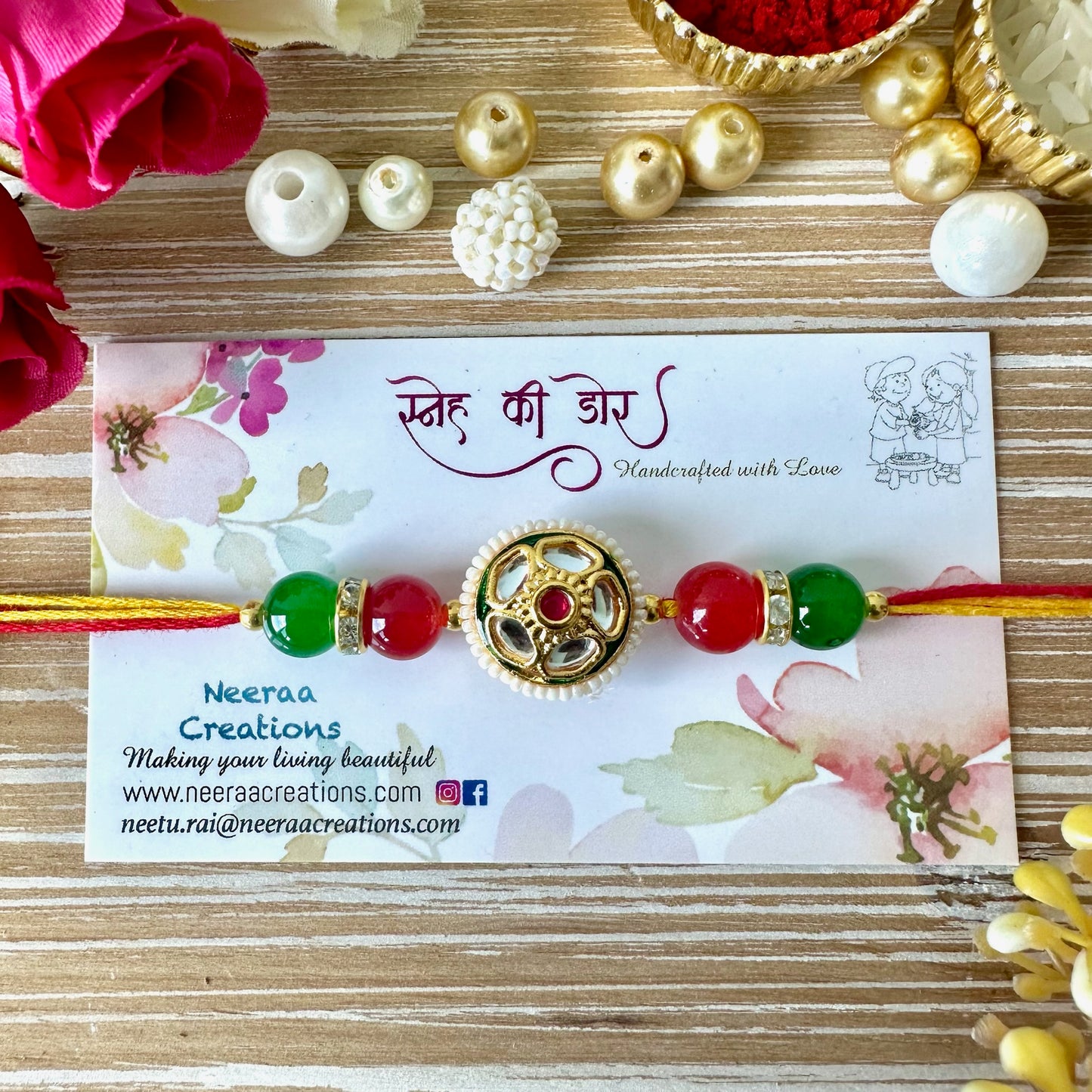 Meenakari Kundan Rakhi for Bhaiya