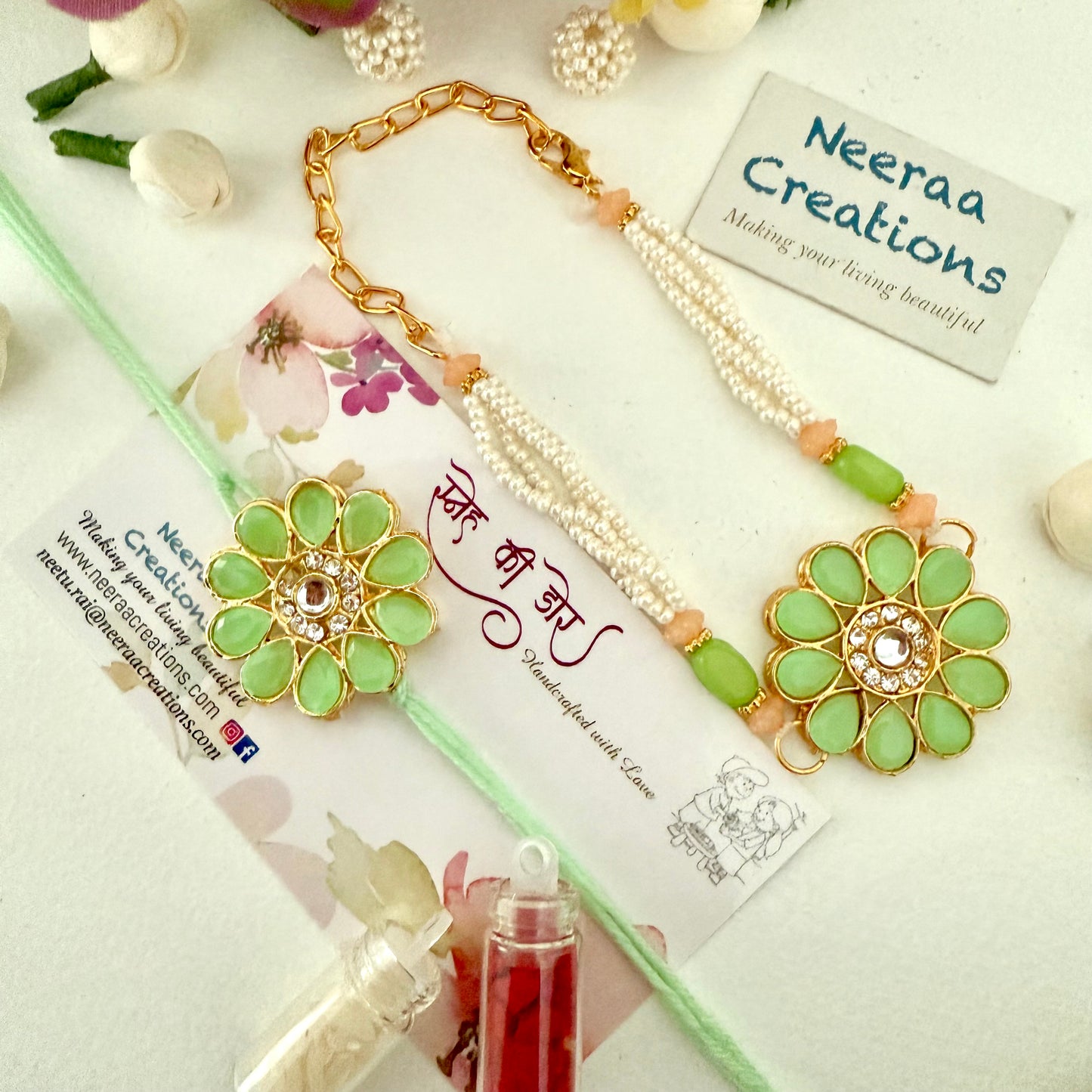 Stones Rakhi set for Bhaiya-Bhabhi