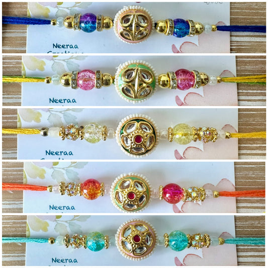 Meenakari Kundan Rakhi - Set of 5