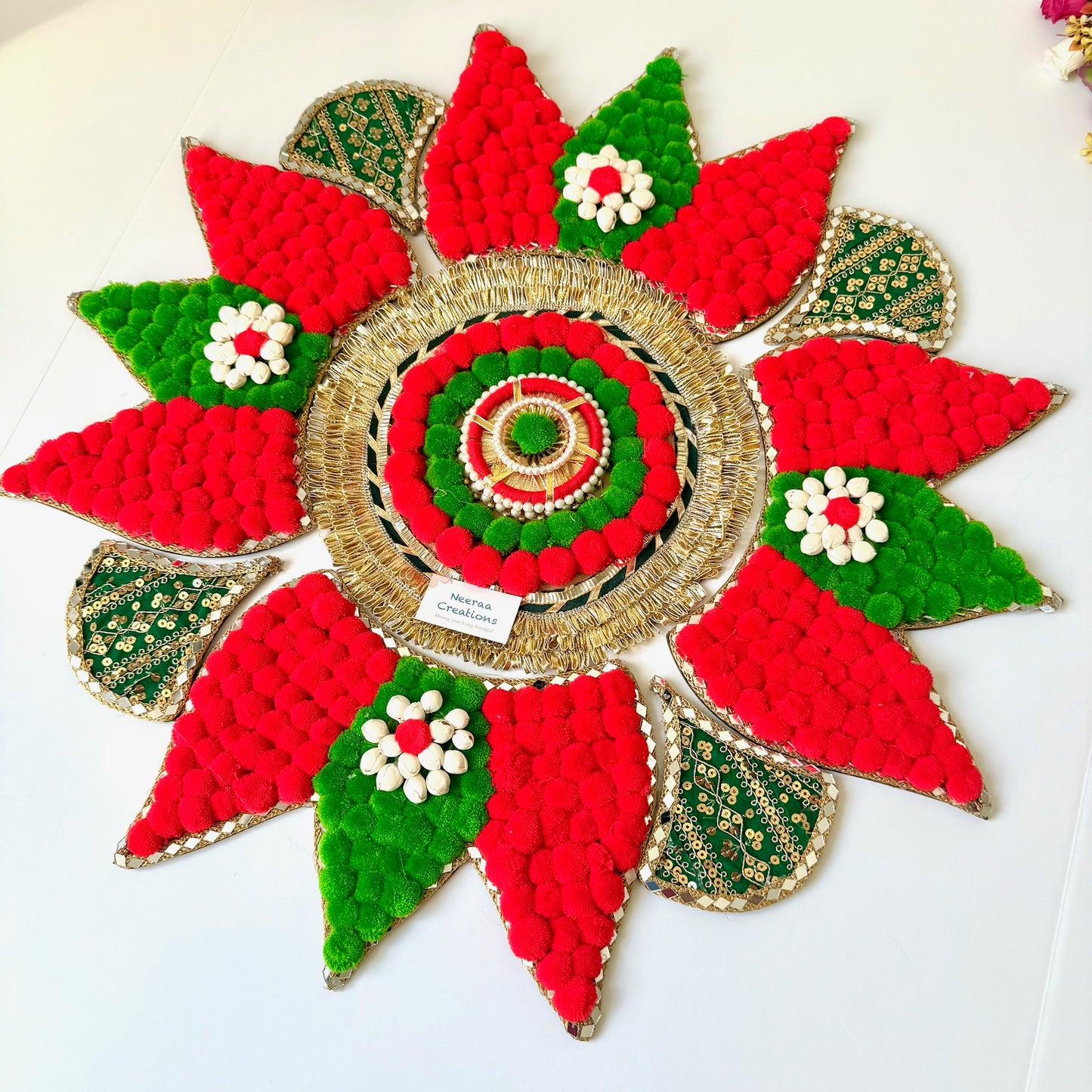 Lotus Rangoli Decorative Festive Floral Centerpiece
