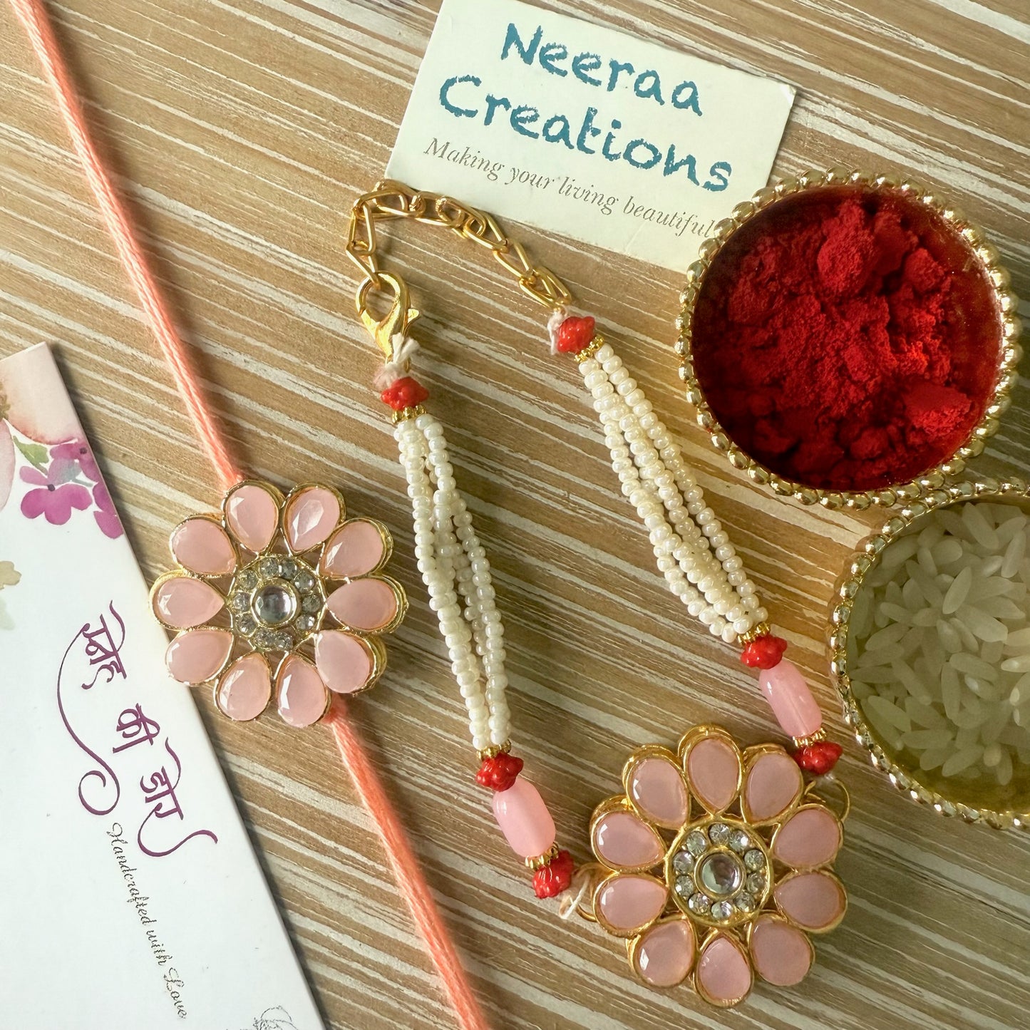Stones Rakhi set for Bhaiya-Bhabhi