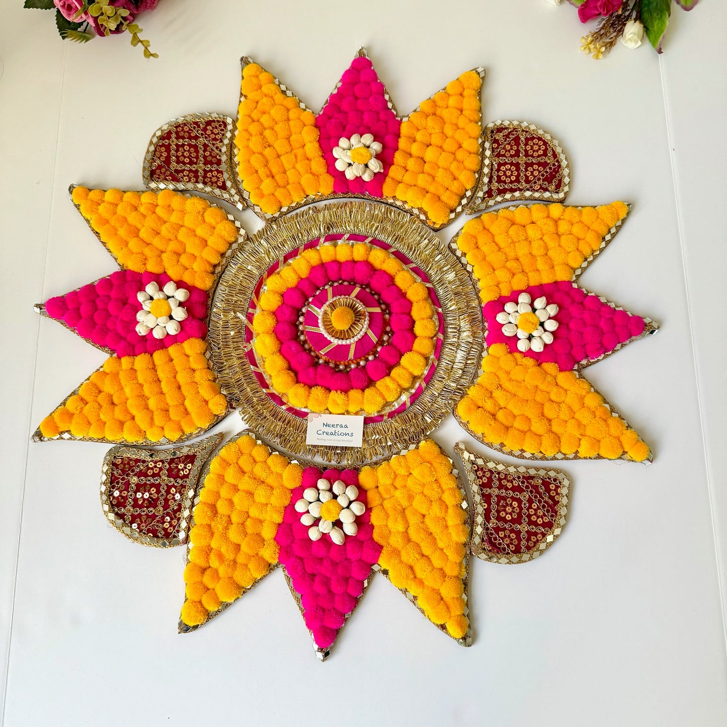 Lotus Rangoli Decorative Festive Floral Centerpiece
