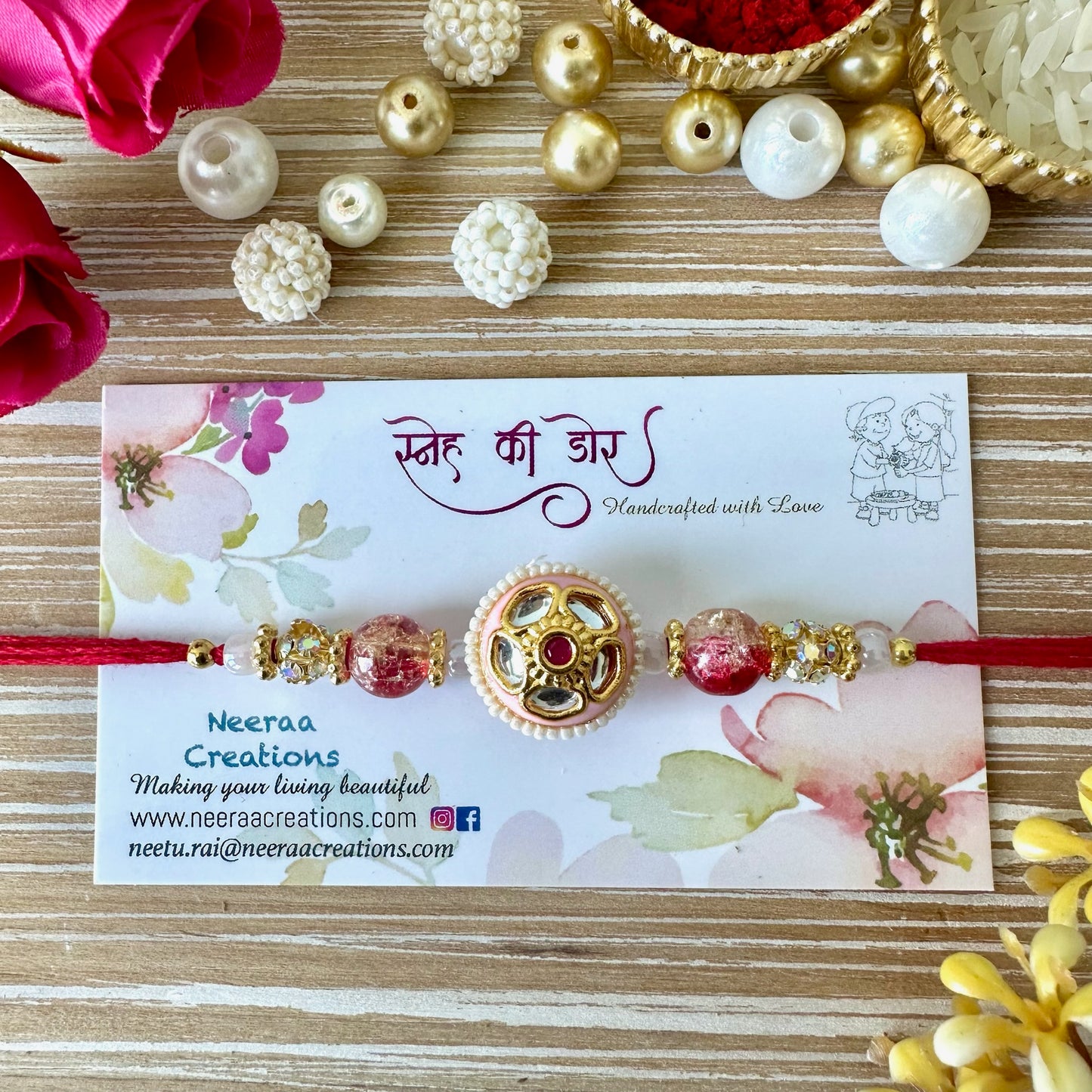 Meenakari Kundan Rakhi for Bhaiya