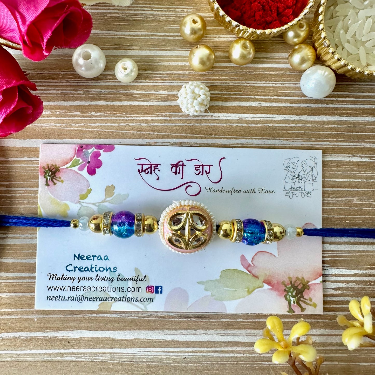 Meenakari Kundan Rakhi for Bhaiya
