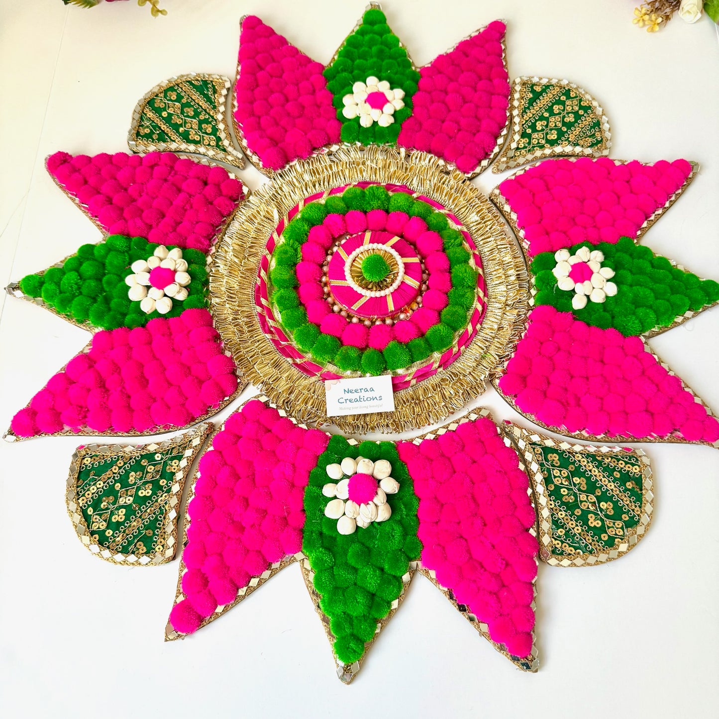 Lotus Rangoli Decorative Festive Floral Centerpiece