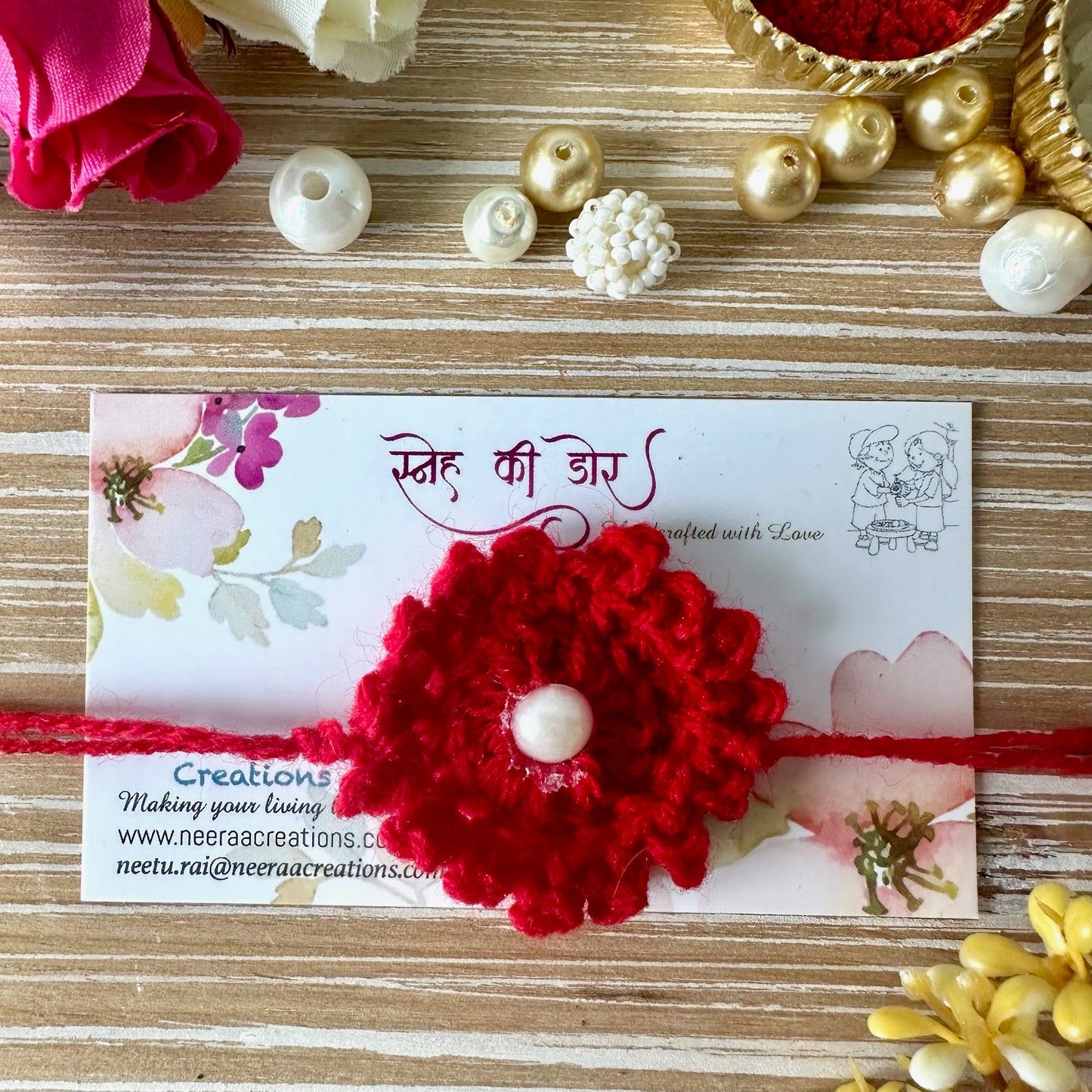 Rakhi for Kids - Woolen Flower