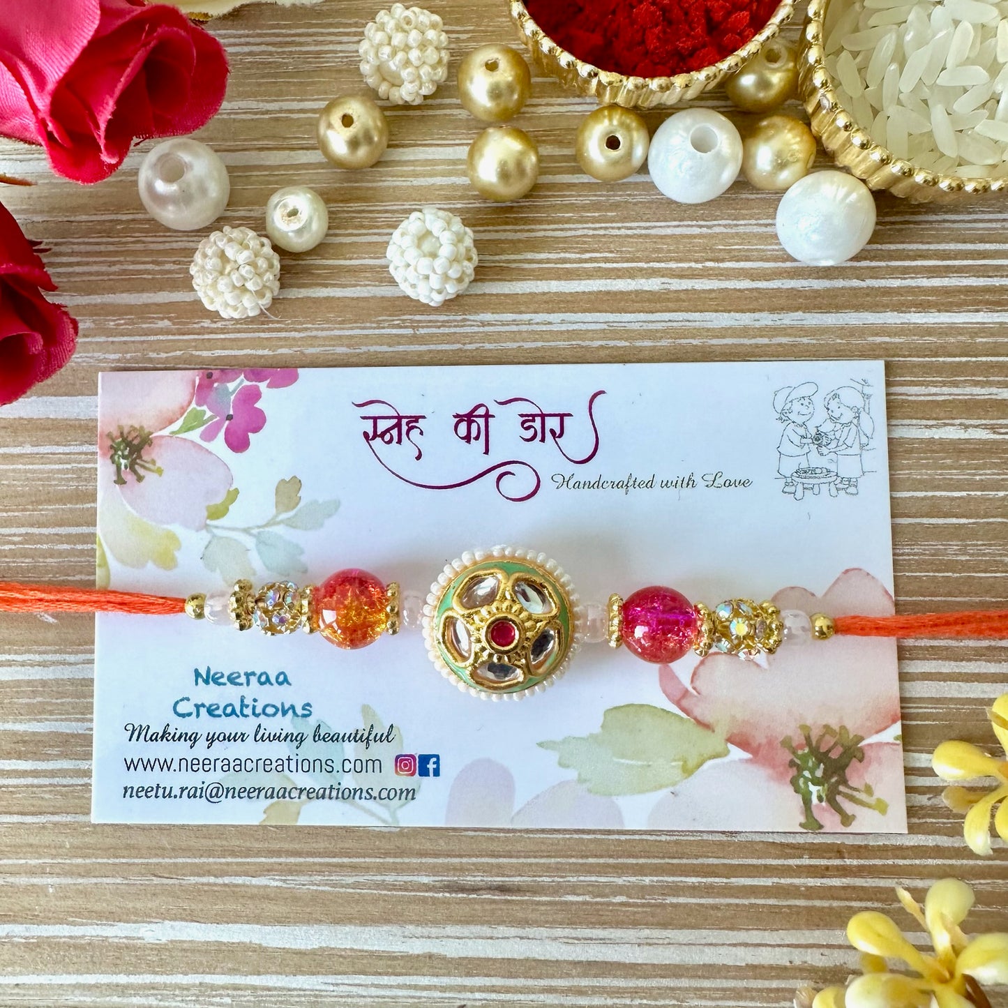 Meenakari Kundan Rakhi for Bhaiya