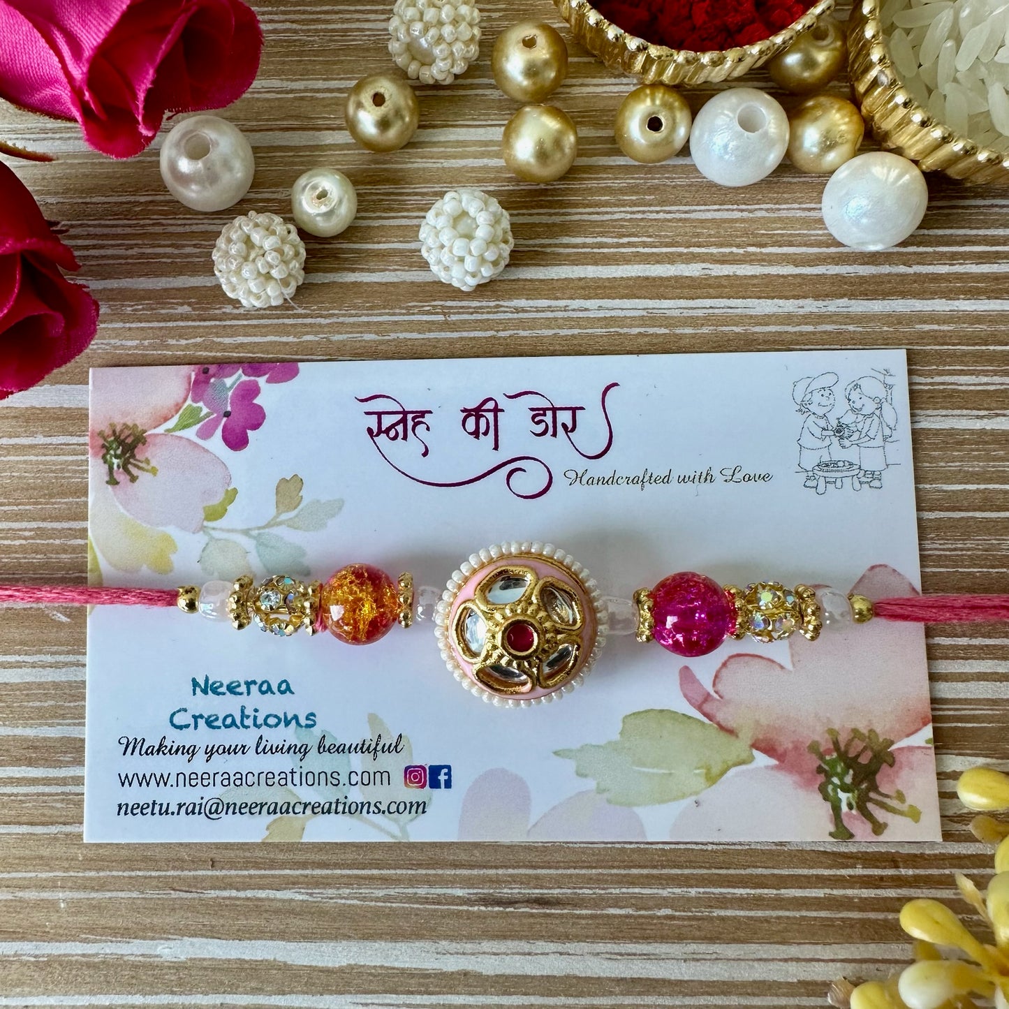 Meenakari Kundan Rakhi for Bhaiya