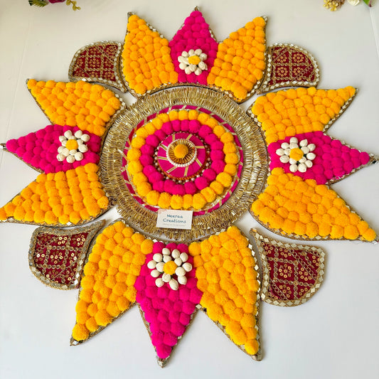 Lotus Rangoli Decorative Festive Floral Centerpiece