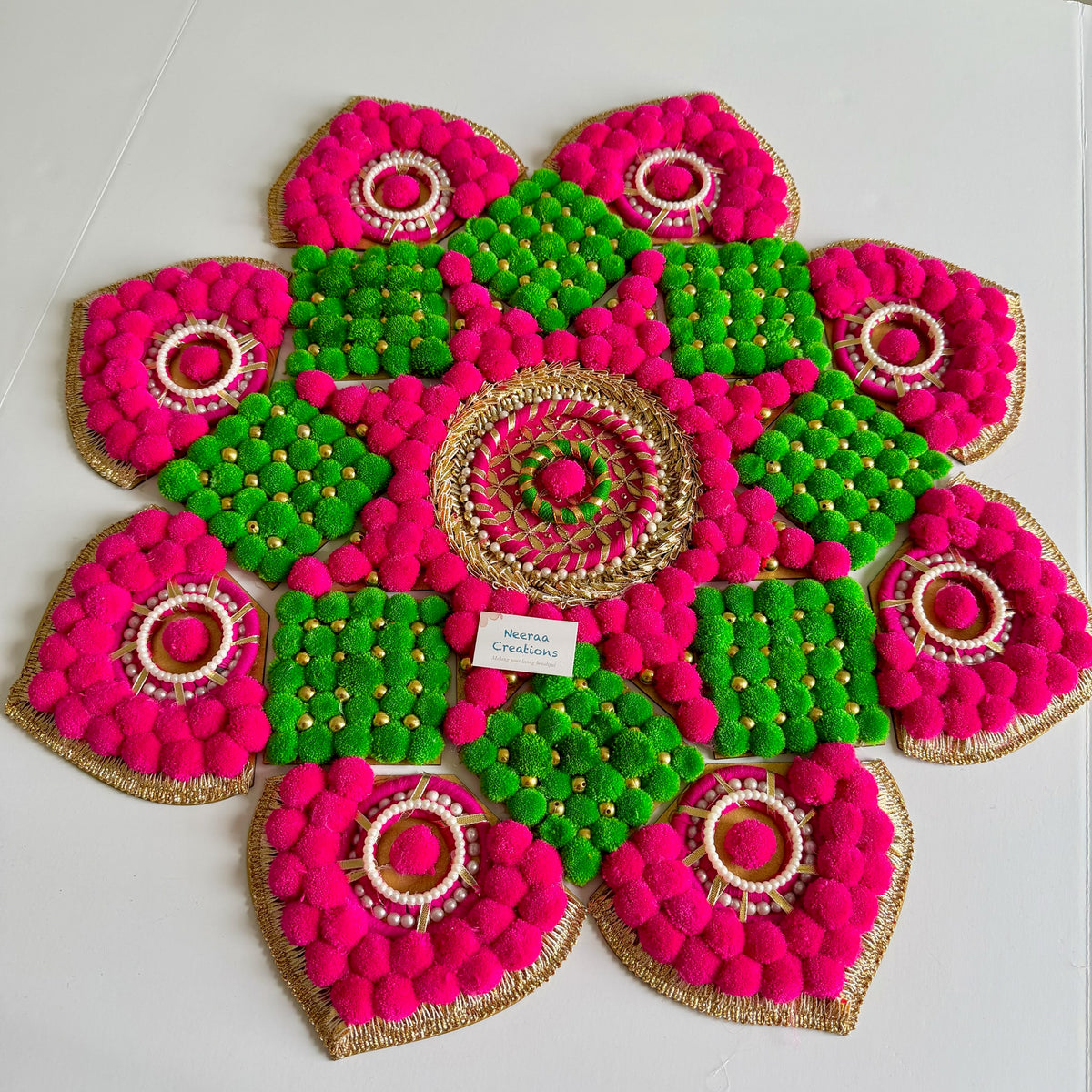 Pom-Pom Rangoli | Festive Floor Decor