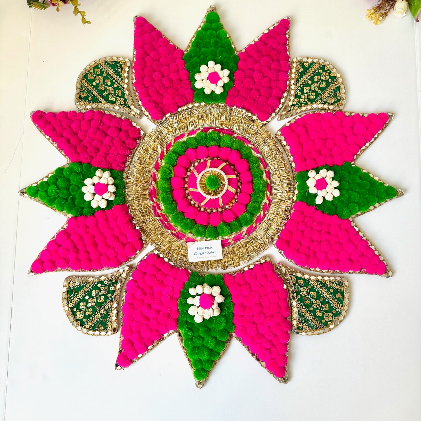 Lotus Rangoli Decorative Festive Floral Centerpiece