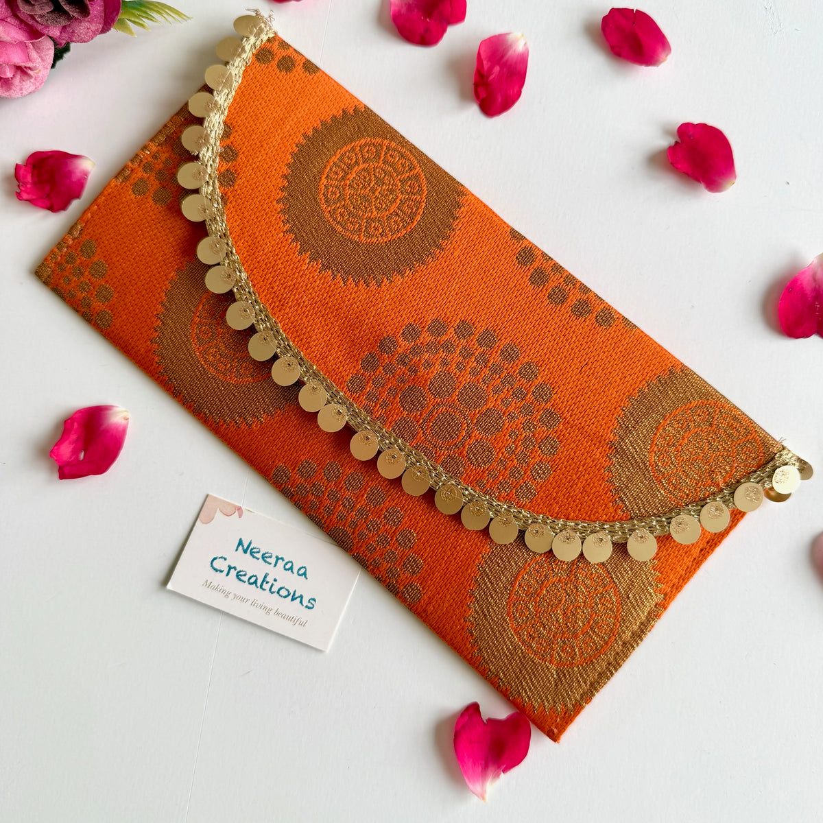 Handcrafted Embellished Fabric Gift Envelope