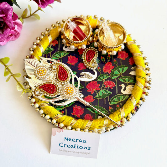 Roli Chawal Pooja Plate with Tilak stick