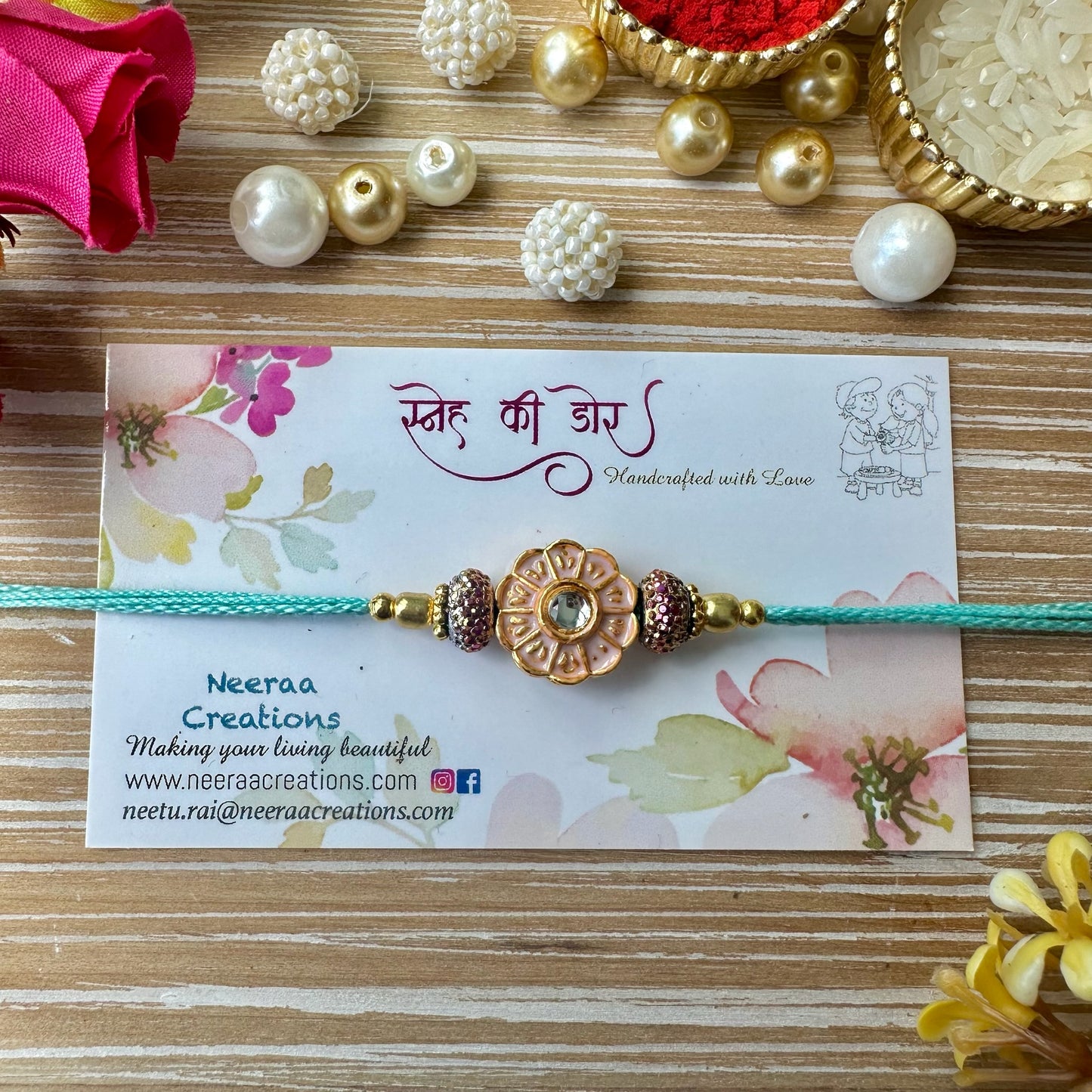 Meenakari Kundan Rakhi for Brother
