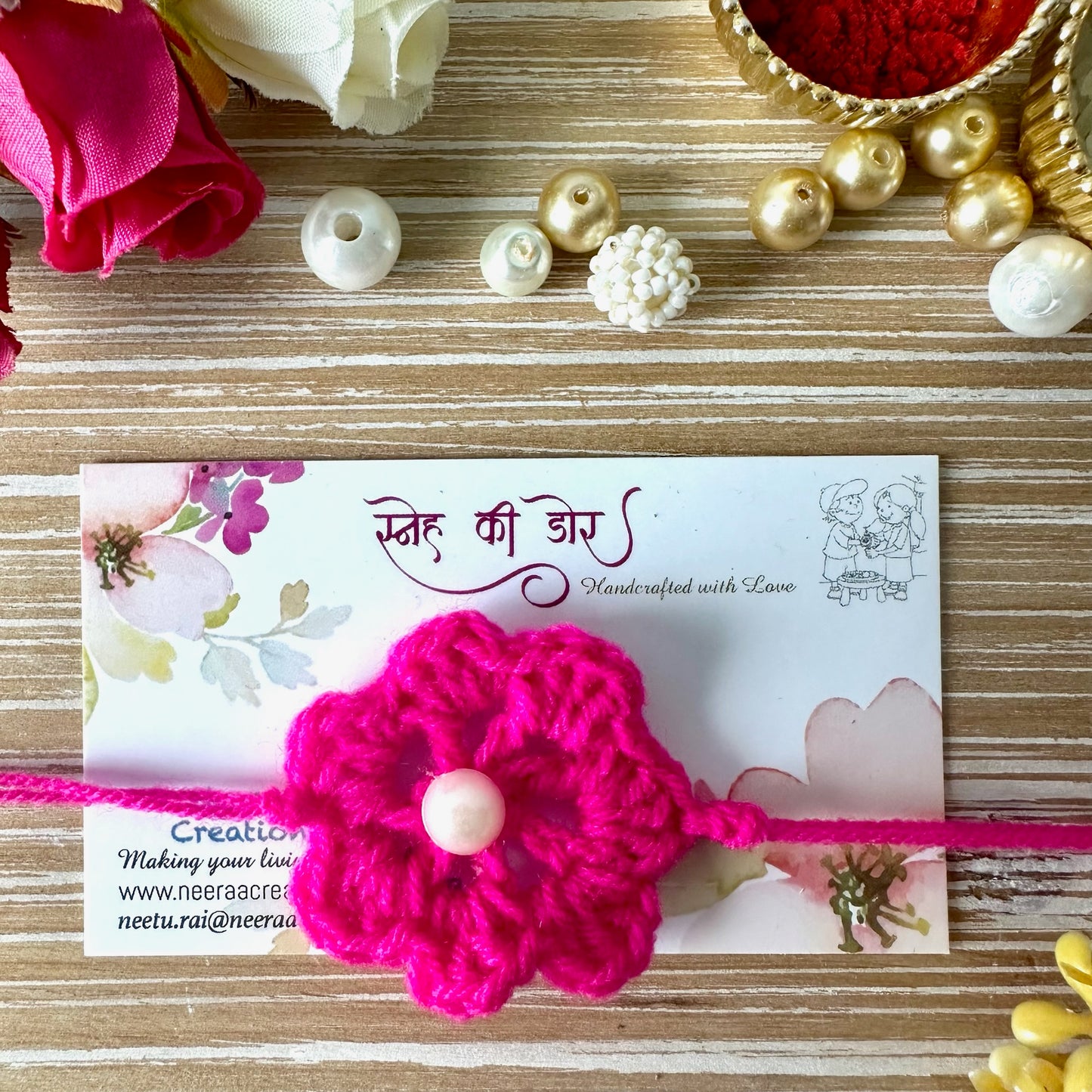 Rakhi for Kids - Woolen Flower