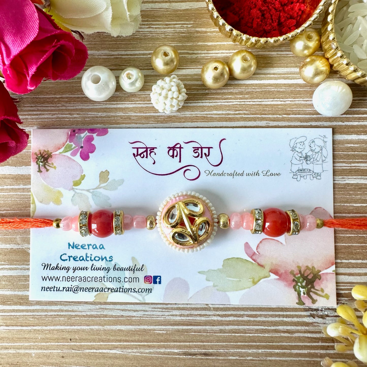 Meenakari Kundan Rakhi for Bhaiya