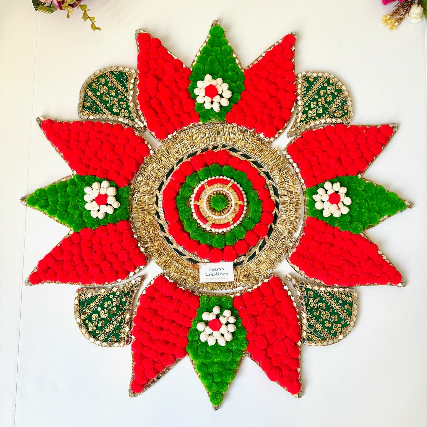 Lotus Rangoli Decorative Festive Floral Centerpiece