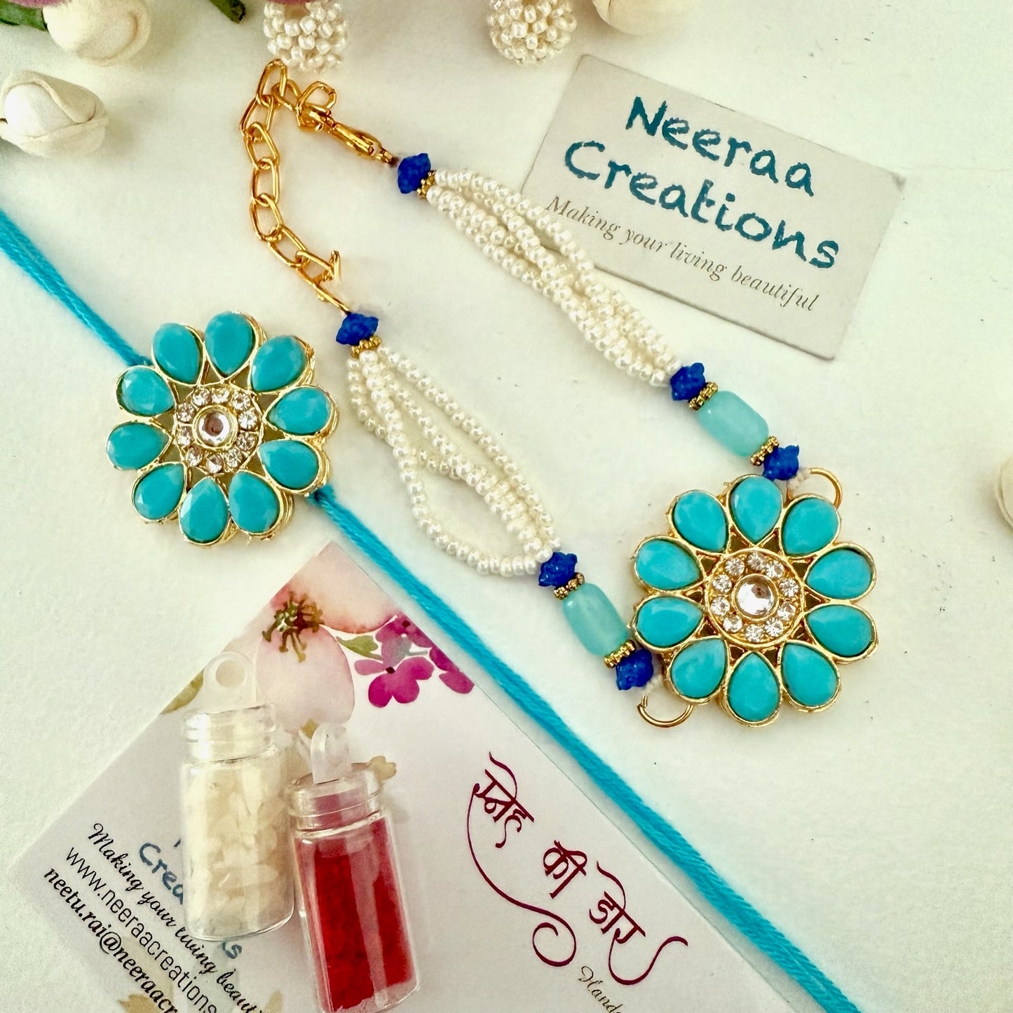 Stones Rakhi set for Bhaiya-Bhabhi